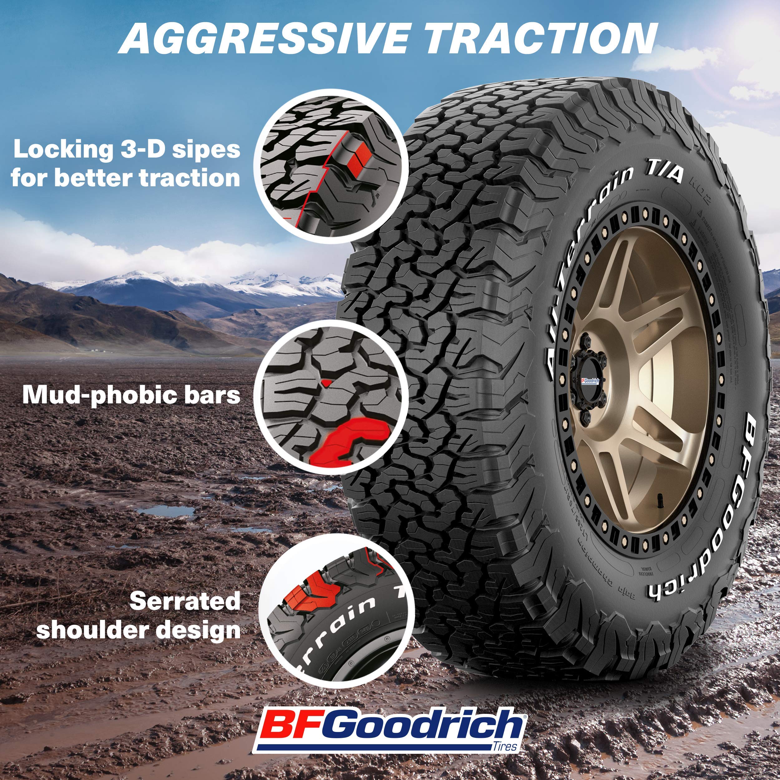 Bfgoodrich All Terrain T/A Ko2 Radial Car Tire For Light Trucks, Suvs, And Crossovers, Lt265/60R18/E 119/116S