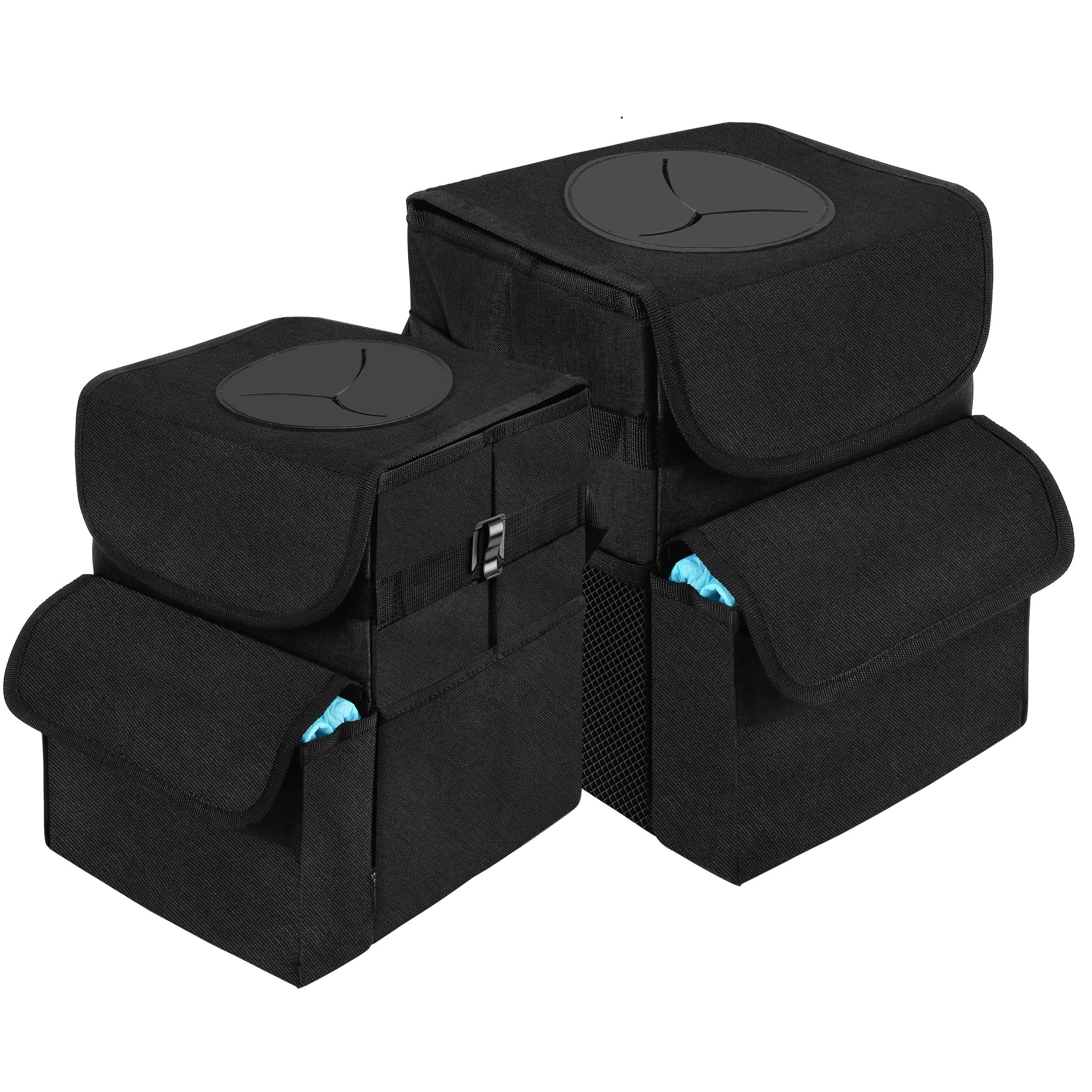 time2go Car Trash Can with Lid and Storage Pockets - 100% Leak-Proof Organizer, Waterproof Garbage Can Car Accessories