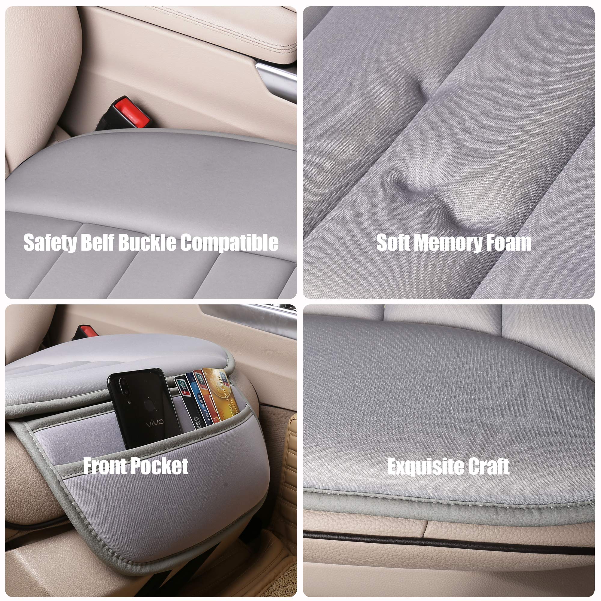 Lofty Aim Premium Car Seat Cushion, Driver Seat Cushion With Comfort Memory Foam & Non-Slip Rubber Bottom, Car Seat Pad Works Wi