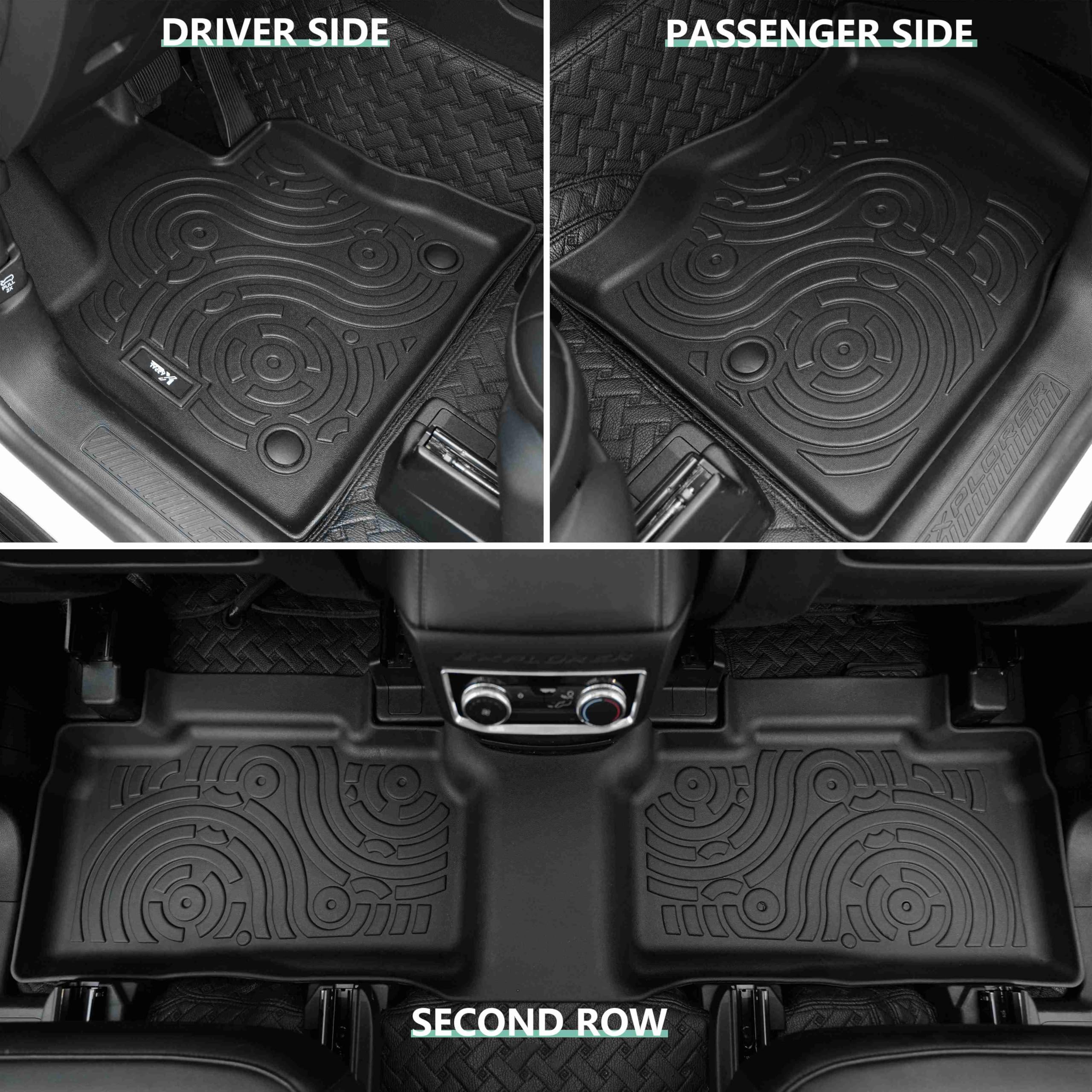 Karpal Floor Mats Fit For 2020-2025 Ford Explorer 6 & 7 Seats, 3D Custom Fit 1St & 2Nd Row Liner, Tpe All Weather Floor Liners F
