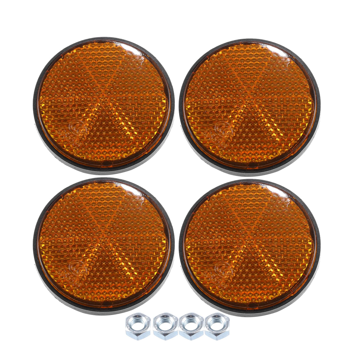 X Autohaux 4 Pcs M6X1.0 Orange Plastic Universal Round Screw Mount Reflective Warning Reflector With Nut For Motorcycle Bike