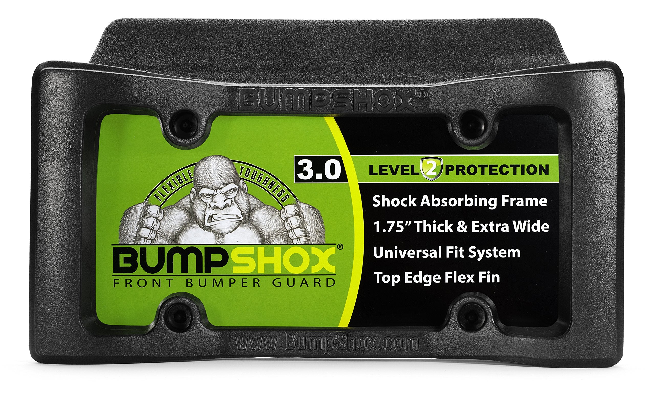 Bumpshox - The Original Front Bumper Guard & Front Bumper Protection License Plate Frame. Tougher Than Steel! (Bumpshox 3.0 (1.75 Thick))