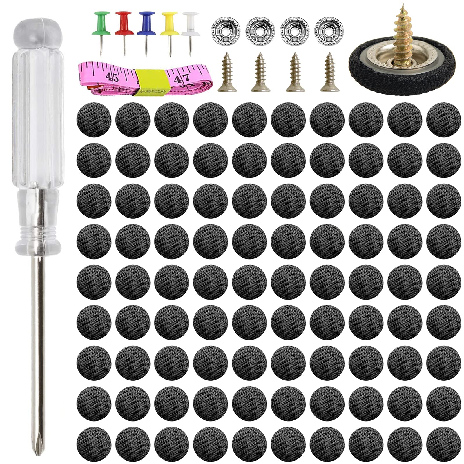 362 pcs Car Roof Headliner Repair Kit 90 Kits Auto Roof Snap Pins Rivets Retainer for Car Roof Flannelette Fixed with Installati