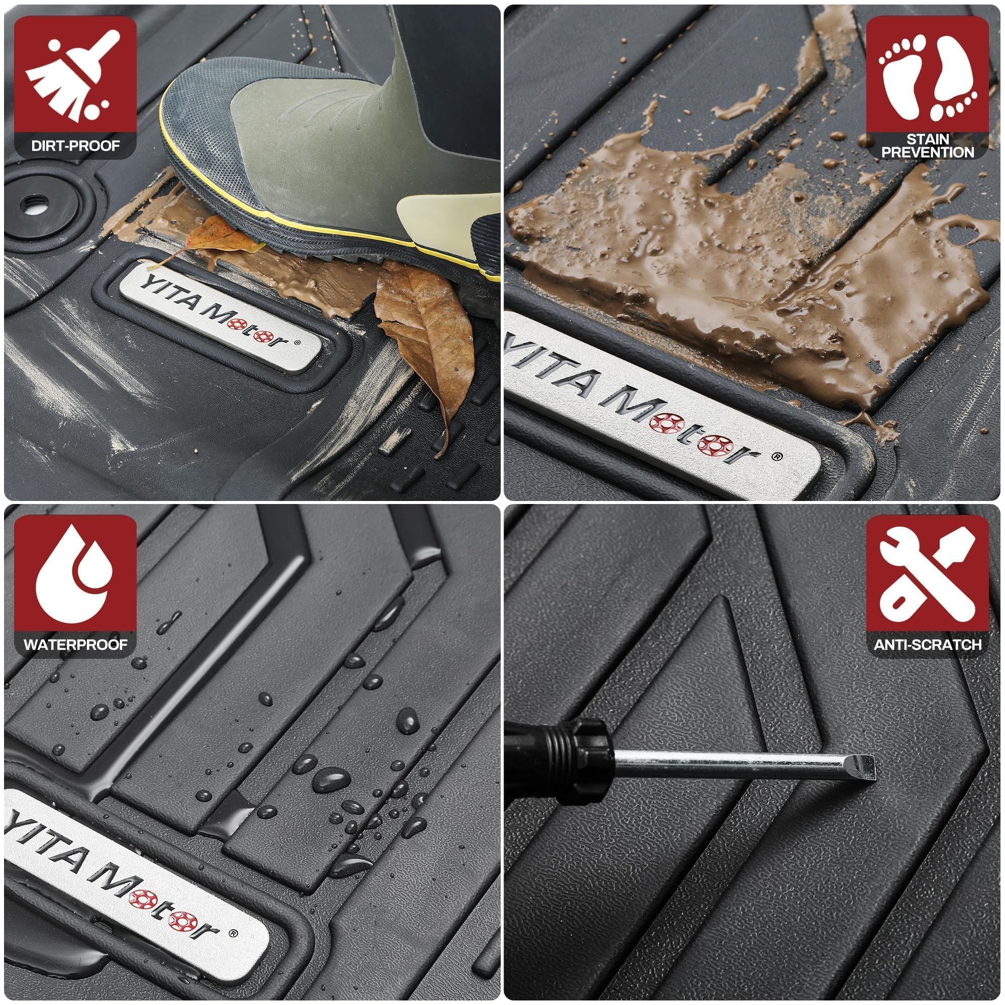 Yitamotor Upgraded Floor Mats Compatible With Jeep Grand Cherokee 2016-2021/ Wk 2022 / Dodge Durango 2016-2024 All Weather Floor