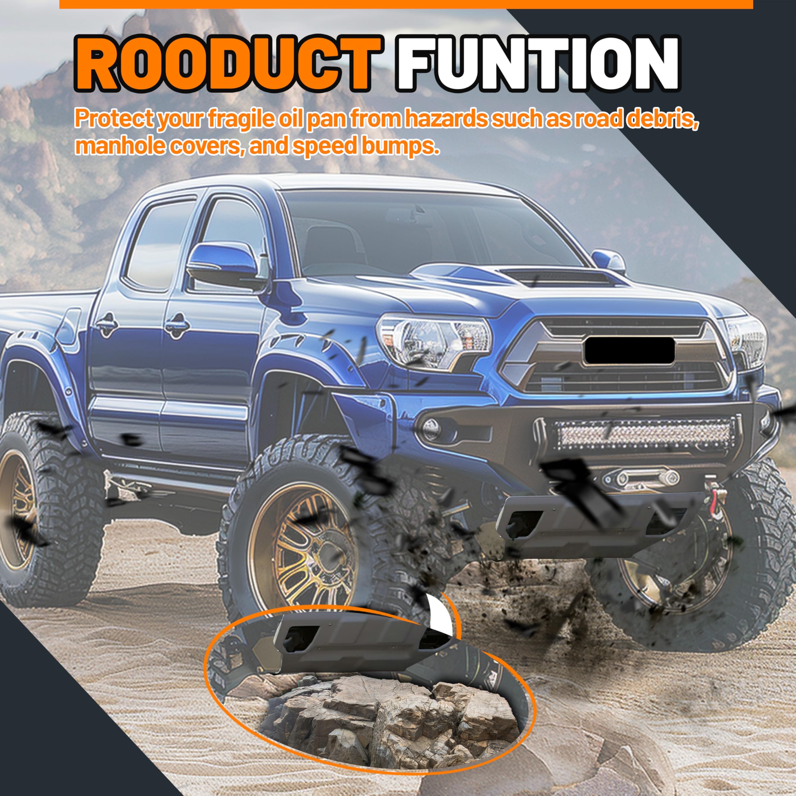 ECOTRIC Front Skid Plate Compatible with 2005-2015 Toyota Tacoma 2.7L 4.0L Engine Splash Shield Under Tray Skid Plate Replace fo