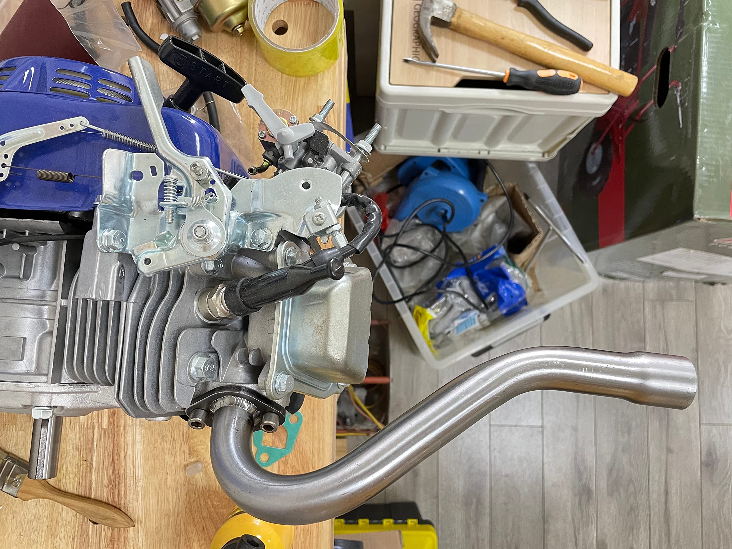 JOIQEXJ Exhaust Header Pipe for Predator 196cc 212cc GX160 GX200 Go Kart