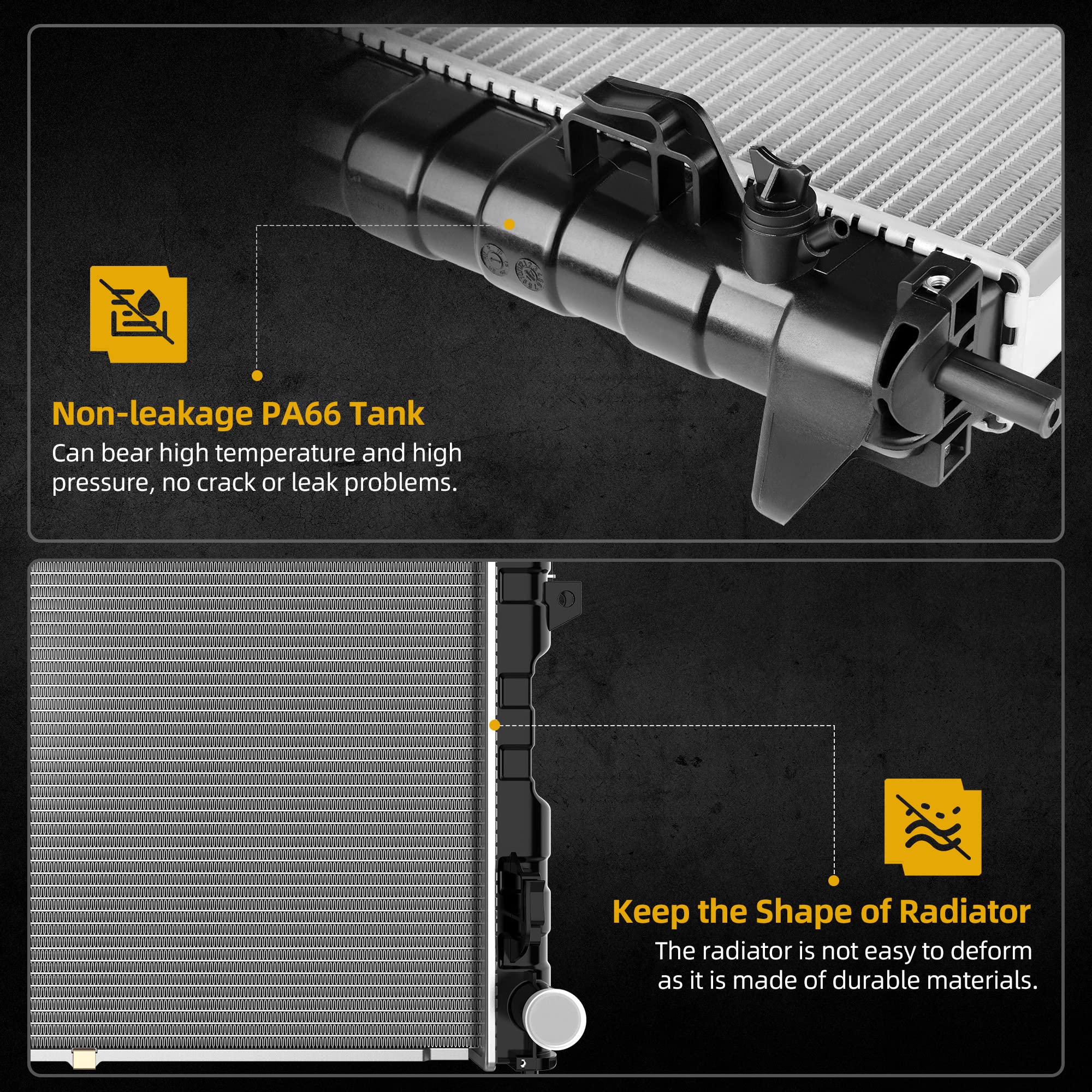 Dwvo Radiator Complete Radiator Compatible With 2001-2004 Chrysler Town Country Plymouth Voyager, Compatible With 2001-2004 Dodg