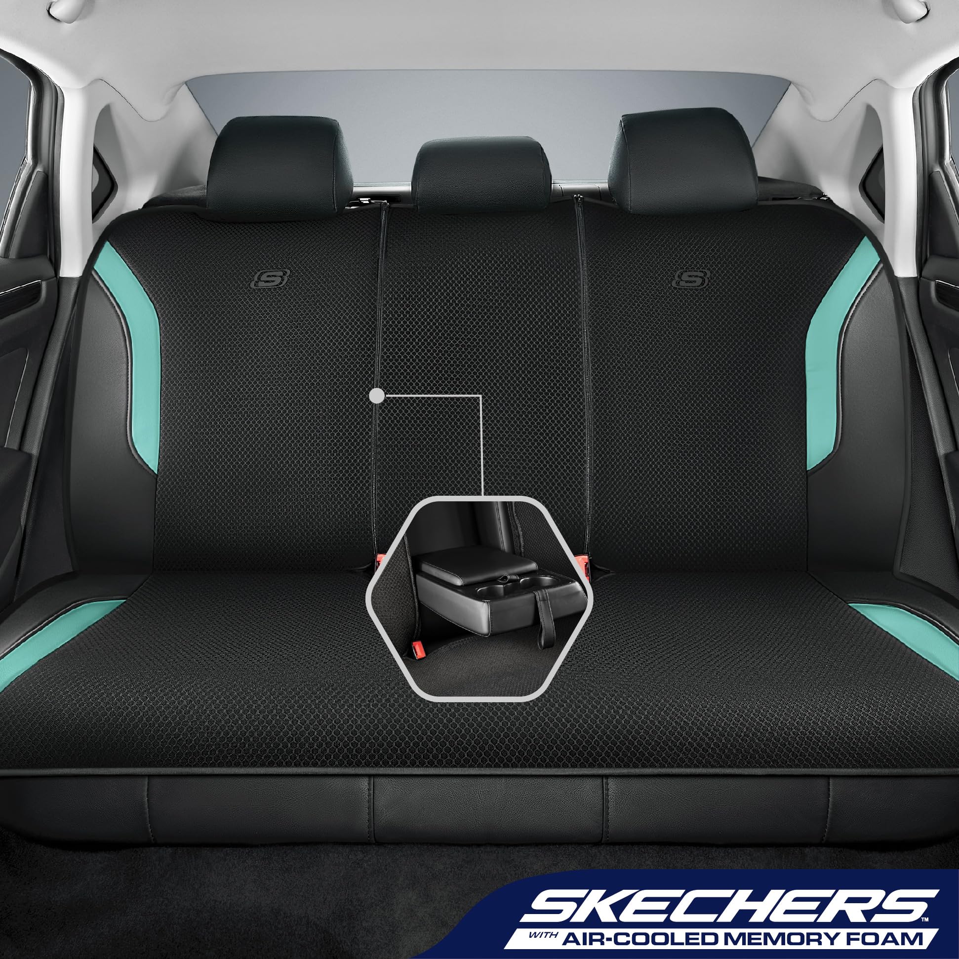 Skechers Memory Foam Car Seat Covers, Air Cool Mesh Thick Seat Covers, Seat Cover Full Sets, Airbag Compatible, Automotive Comfo