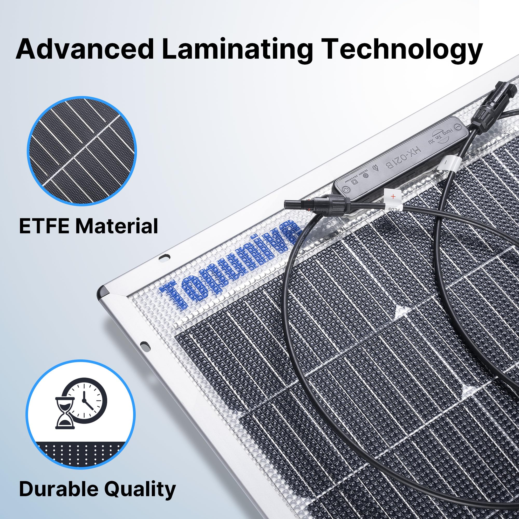 Topunive Bifacial 100W 12V Solar Panel 9Bb Monocrystalline Cell 12 Volt For Marine Rv Trailer Boat Cabin Van Car Uneven Surfaces 12V Battery Charge