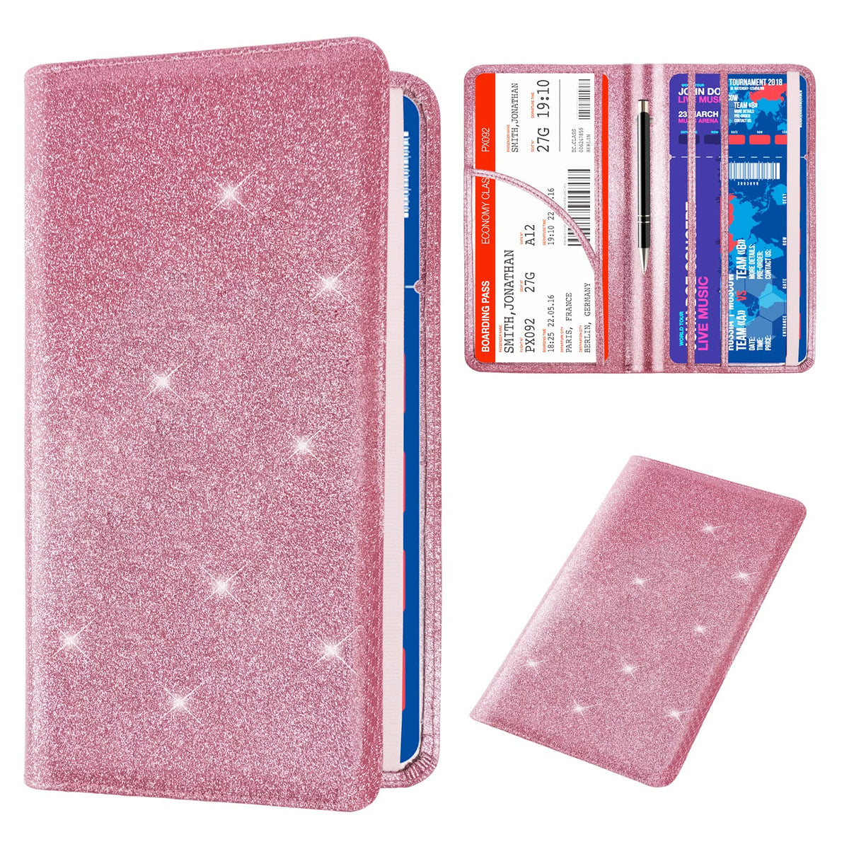 Bling Car Registration And Insurance Holder, Pu Leather Vehicle Glove Box Organizer Wallet Case Organizer For Insurance Card, Dr