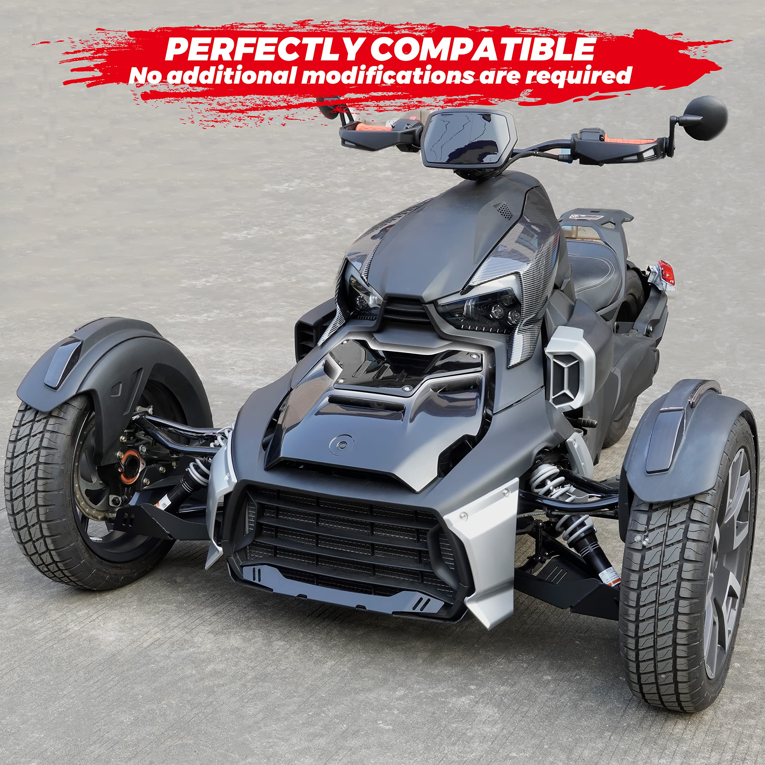 Sautvs Black Classic Hood Accent Panel For Can-Am Ryker, Vertical Stripe Style Black Hood Accent For Can-Am Ryker 600 900 & Ryker Rally Edition 2019-2025 Accessories