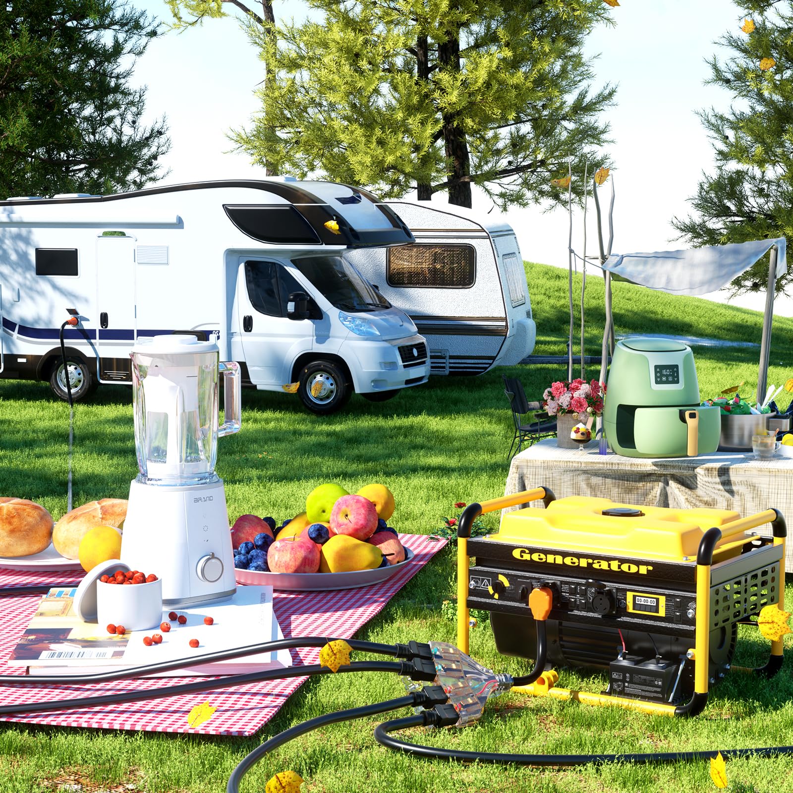 Nilight 50 Amp To 110V Rv Adapter Cord 50 Amp To 20A Rv Distribution Adapter Cord 4 Prong 14-50P Male To 4X 5-15R/5-20R Female E