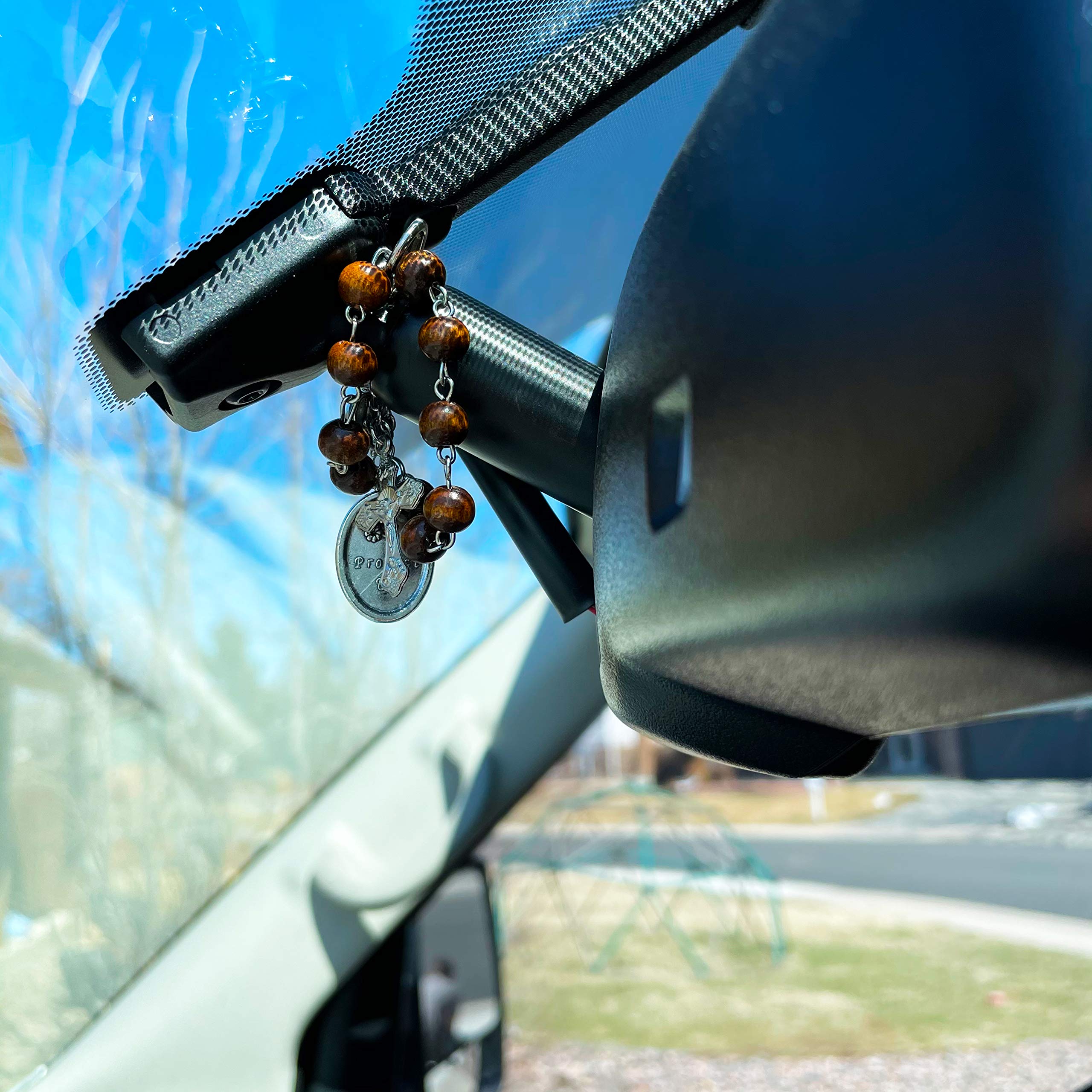 Faithful Catholic St Christopher Medal For Car - Car Rosary For Rearview Mirror - St. Christopher Keychain Rosary For Car Rearview Mirror