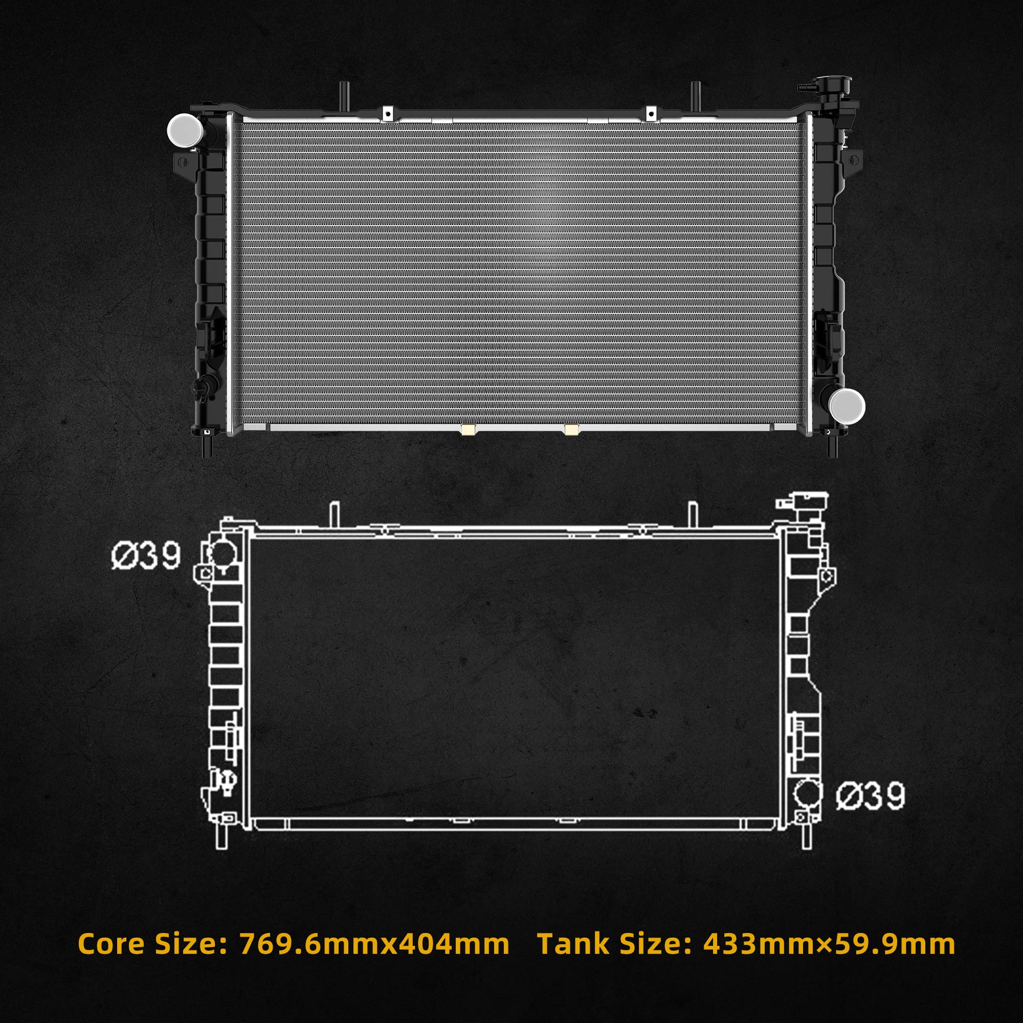 Dwvo Radiator Complete Radiator Compatible With 2001-2004 Chrysler Town Country Plymouth Voyager, Compatible With 2001-2004 Dodg