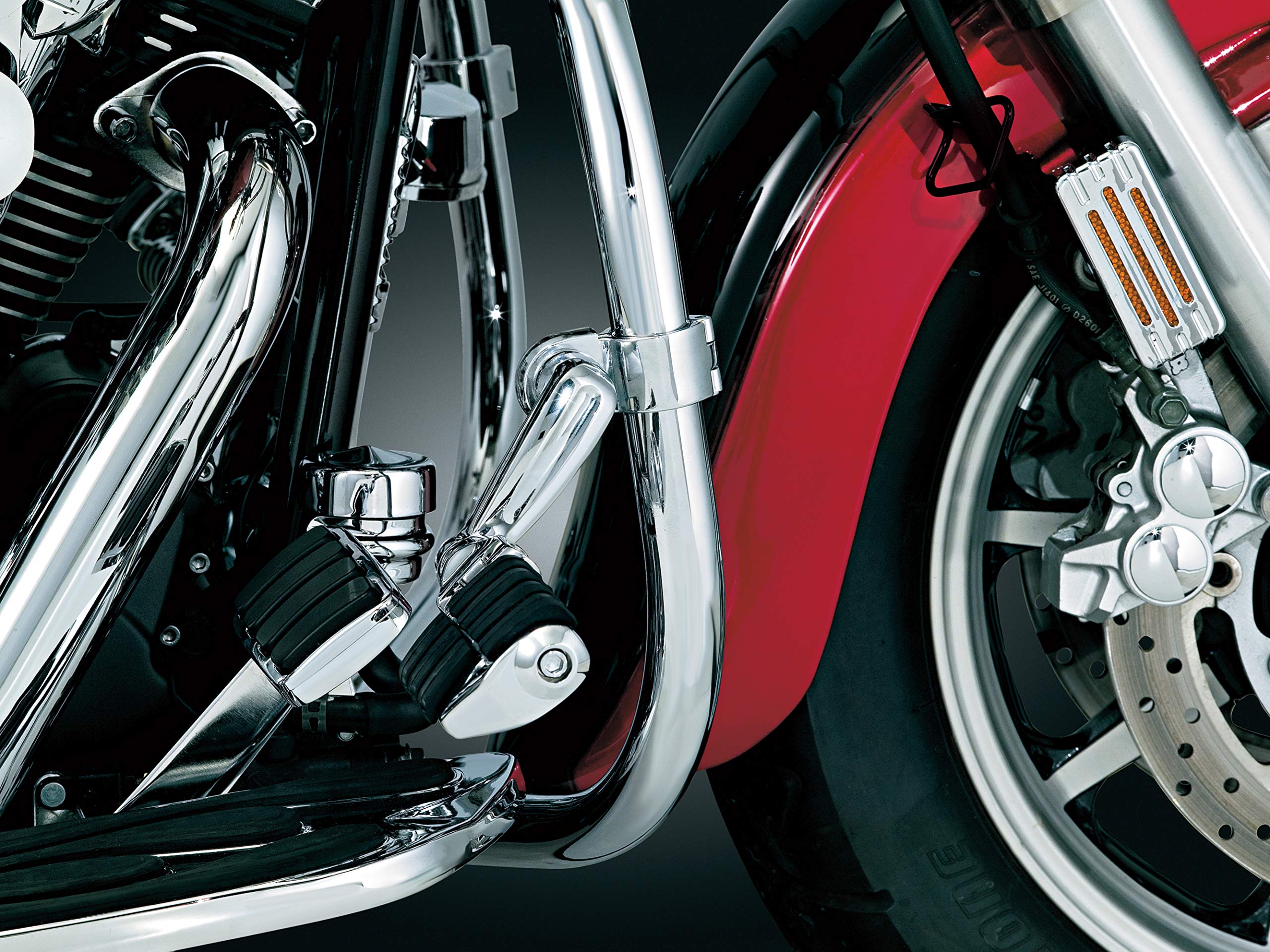 Kuryakyn 4575 Motorcycle Foot Controls: Longhorn Offset Dually Highway Pegs With Magnum Quick Clamps For 1-1/4'' Engine Guards/T