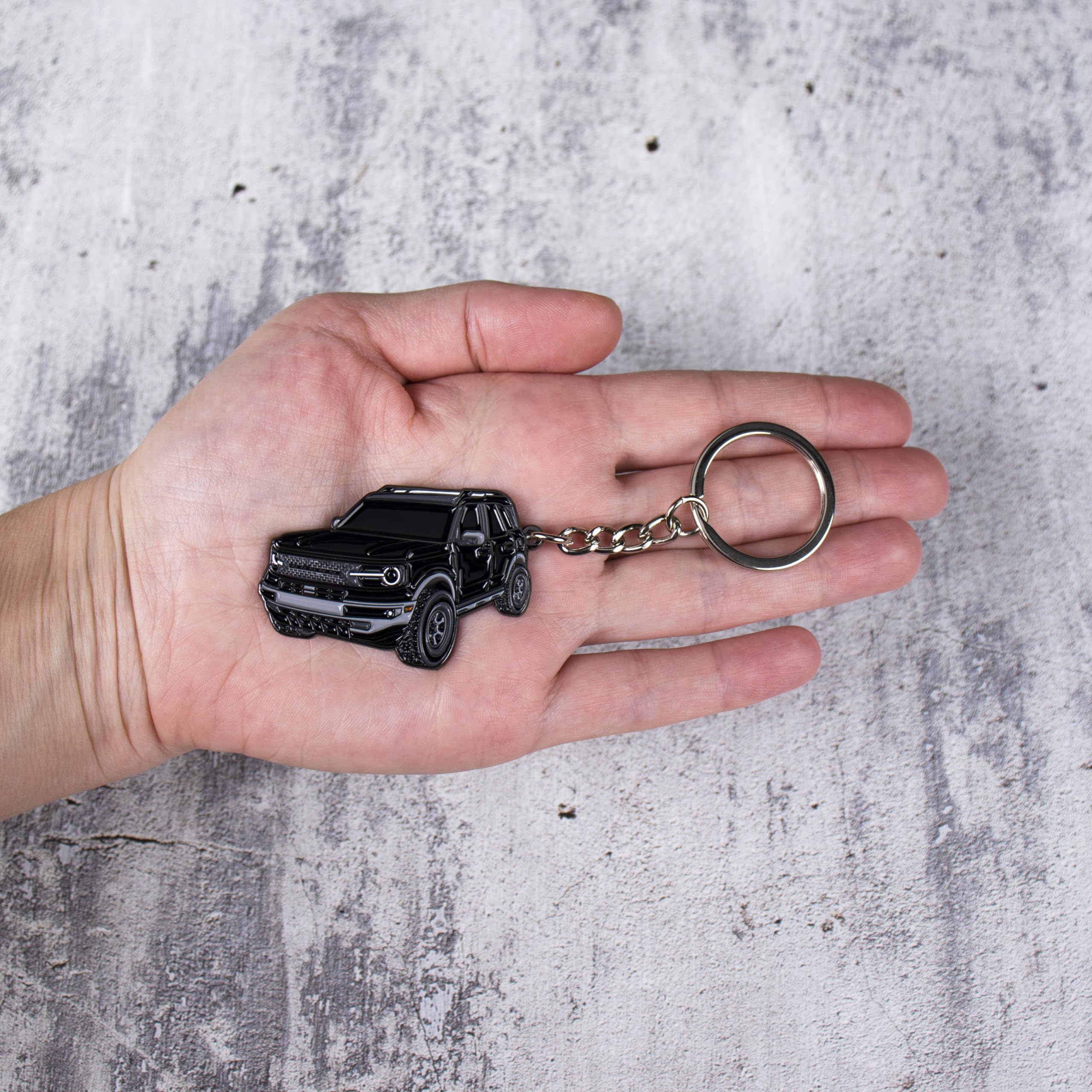 Four Wheel Beast Bronco Sport Keychain Compatible With Ford Bronco Accessories 2023 2024 4 Door Key Chain Fob Gift (Black)