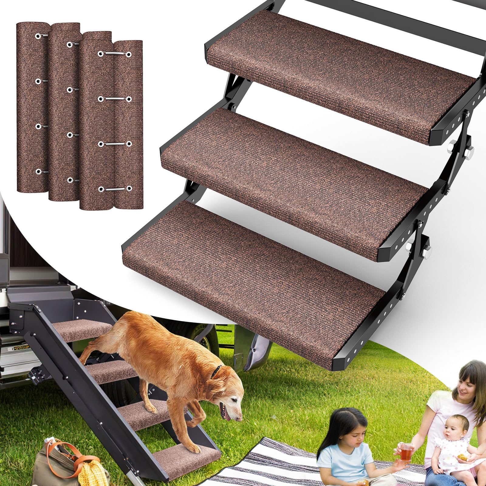 Ristow Ristow Rv Step Covers 3 Pack 18'' Wide Rv Step Rug With Install Hooks Fit 8-11'' Deep Camper Step Cover Rv Stair Covers I