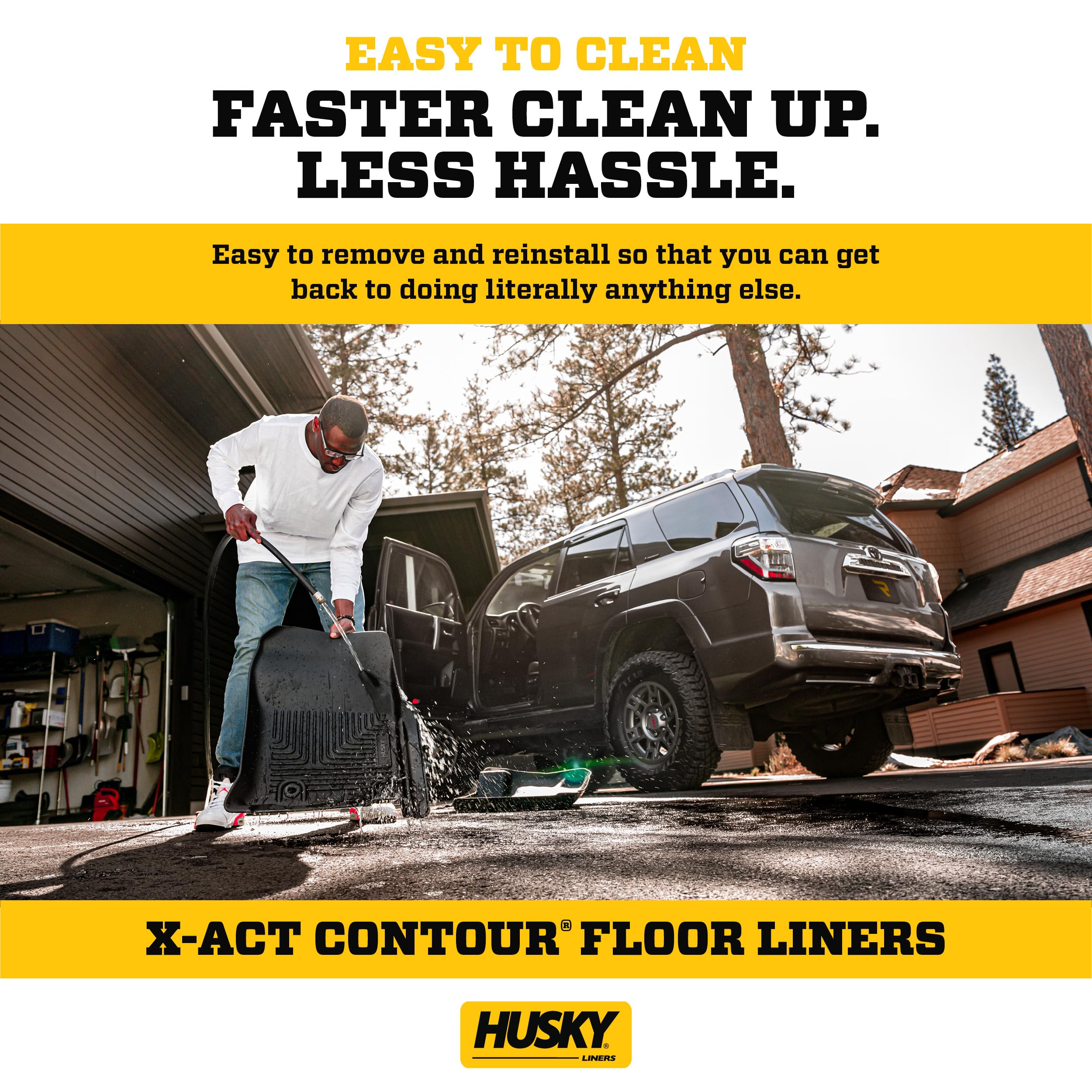 Husky Liners X-Act Contour Floor Mats | Fits 2002-2024 Dodge Ram 1500 (19-24 Classic Body Only); 2003-2018 Ram 2500/3500 W/Auto. Trans. Quad/Regular Cab | Front Row, 2-Pc Black - 53521