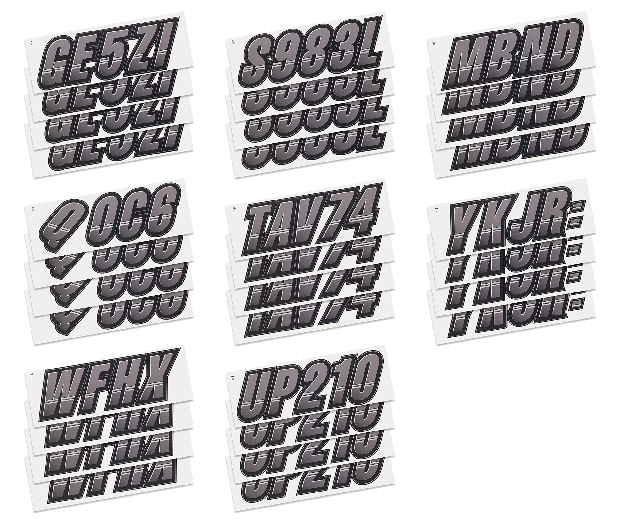 Stiffie Techtron Gunmetal/Black 3'' Boat & Pwc Registration Decals  Numbers Letters Stickers