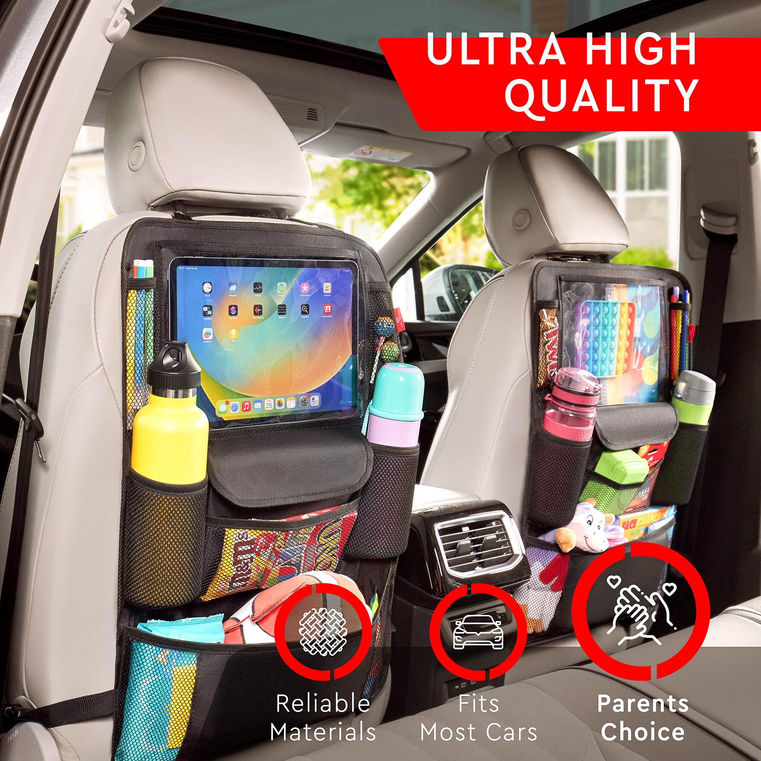 Helteko Car Seat Organizer, Ultra Version Kids Backseat Car Organizers and Storage, Waterproof Back Seat Protector Kick Mats wit