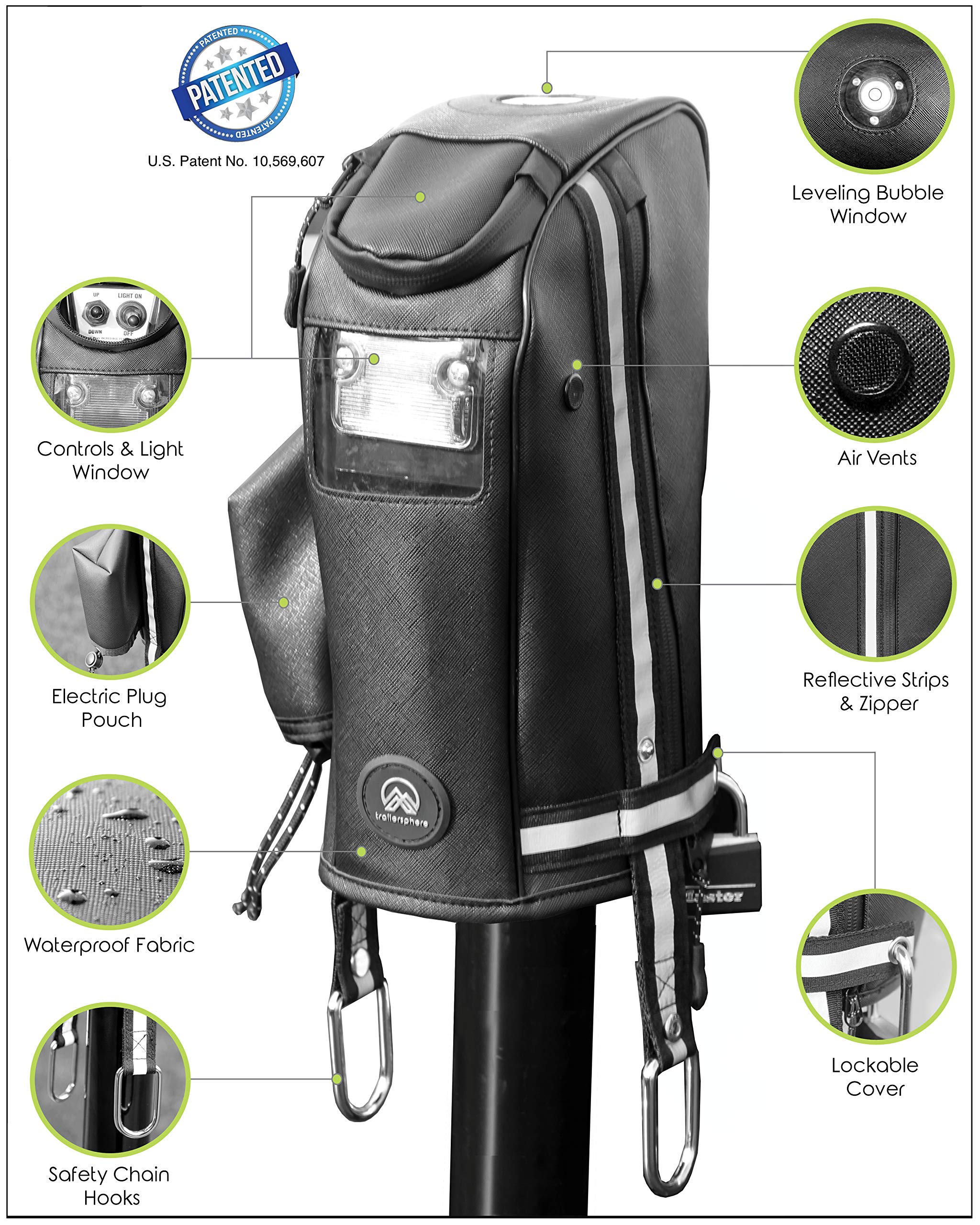 Clever Cover For Barker Jack By Trailersphere Custom Electric Tongue Jack Cover For Trailer, Rv, Camper, Chains Holder, Plug Protector, Sun And Waterproof (Barker Jack Cover)