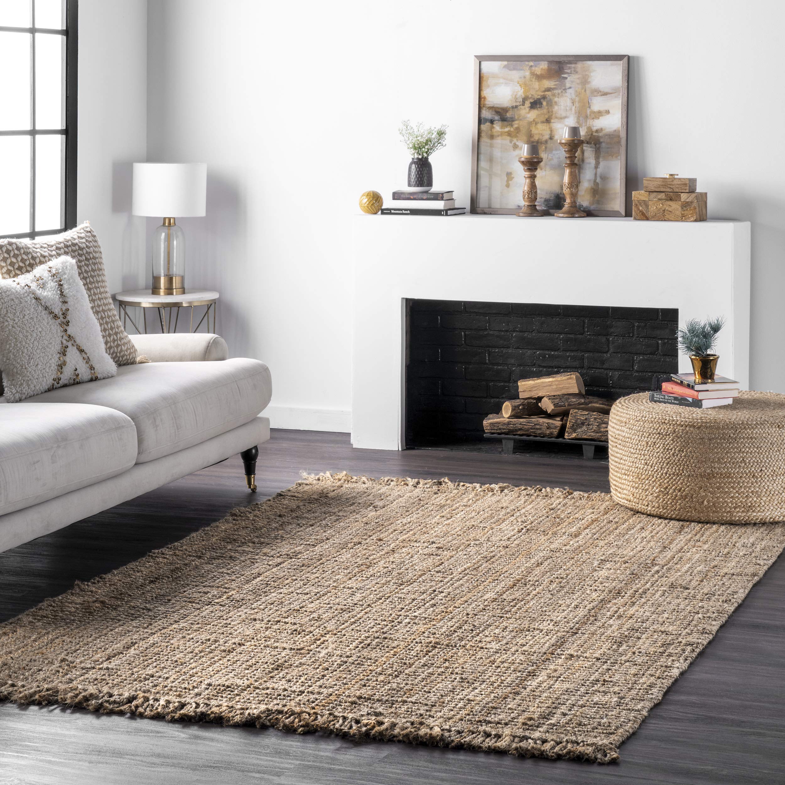 nuLOOM Daniela Farmhouse chunky Jute Area Rug, 4 x 6, Natural