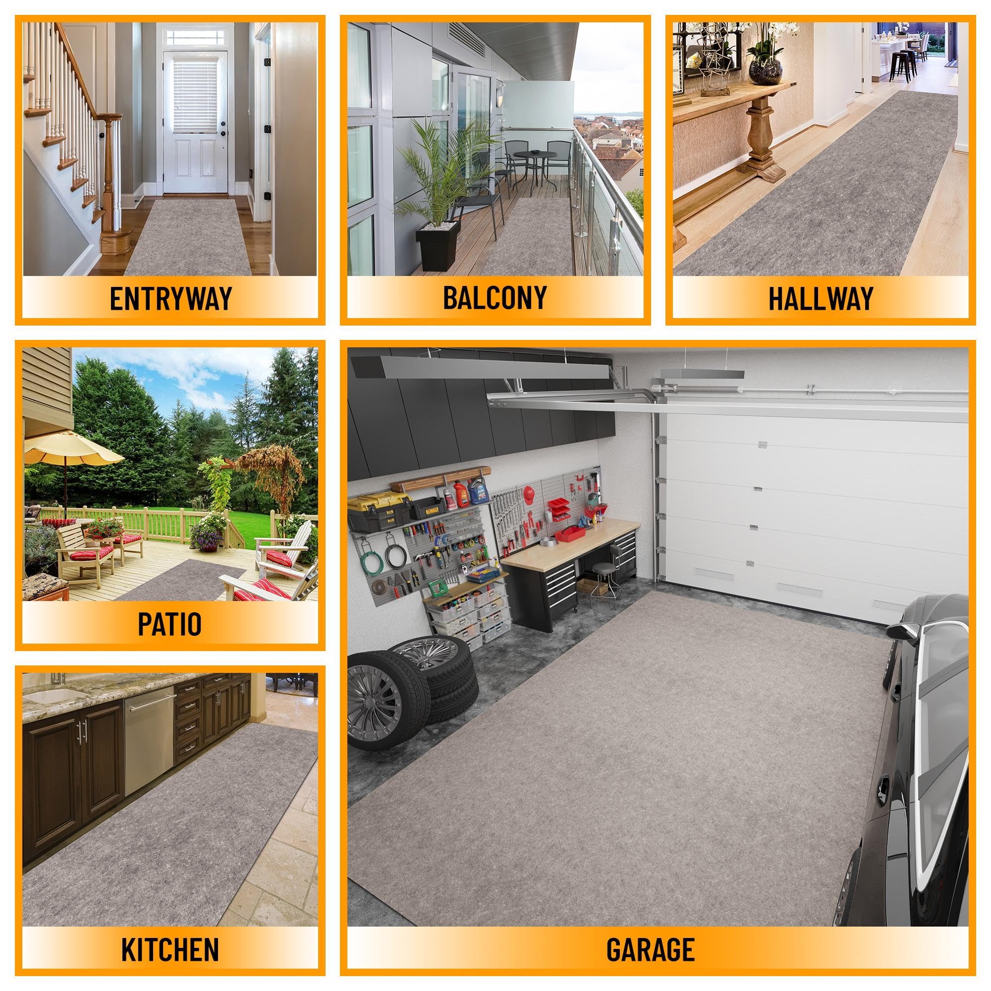 Ottomanson Solid Design Non-Slip Rubberback 8X12 Indoor/Outdoor Area Rug For Living Room, Bedroom, Dining Room, Garage, Patio, 8