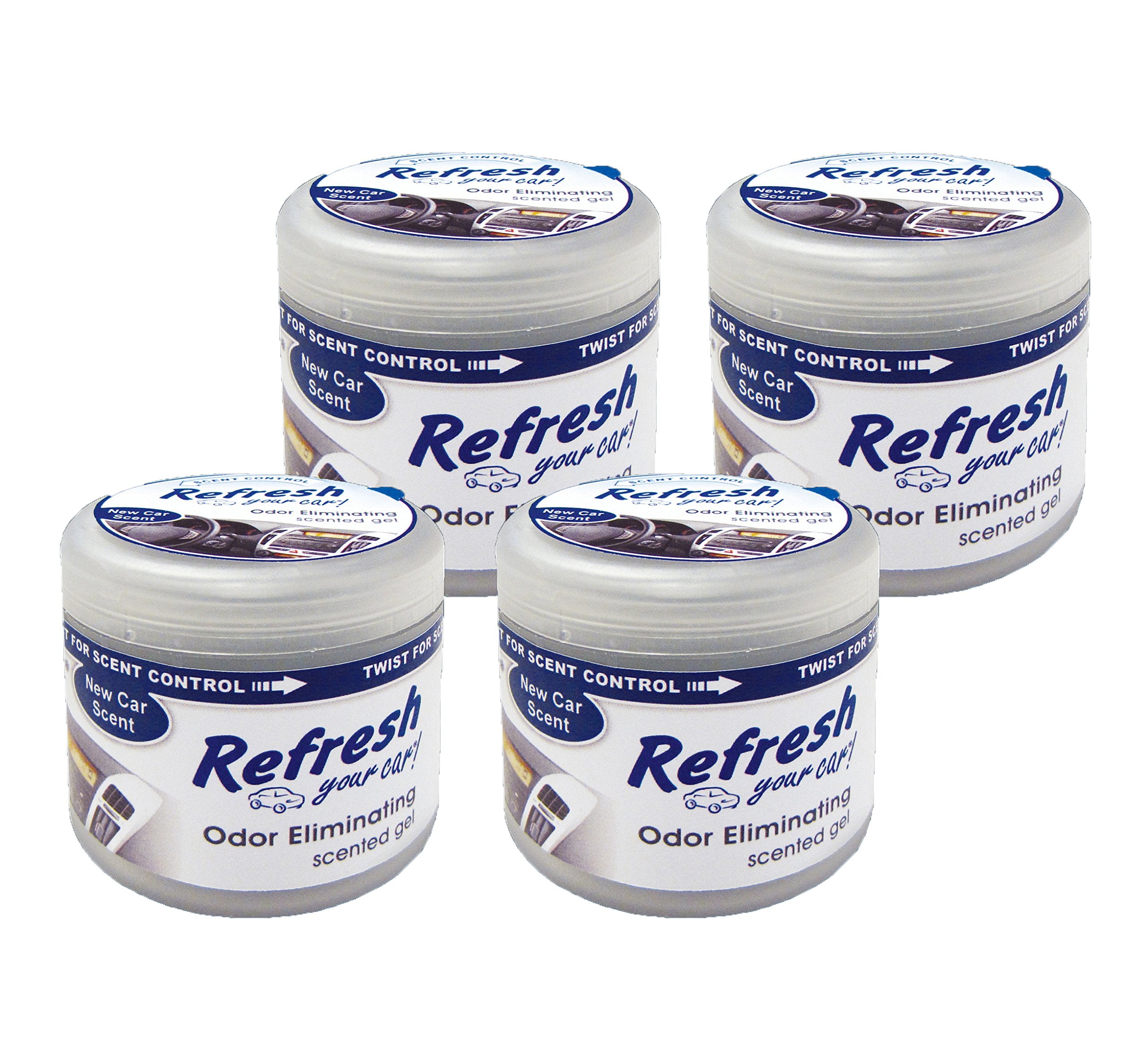 Refresh Your Car! 84941 New Car Scent Scented Gel Air Freshener, 4.5 Oz, 4 Pack