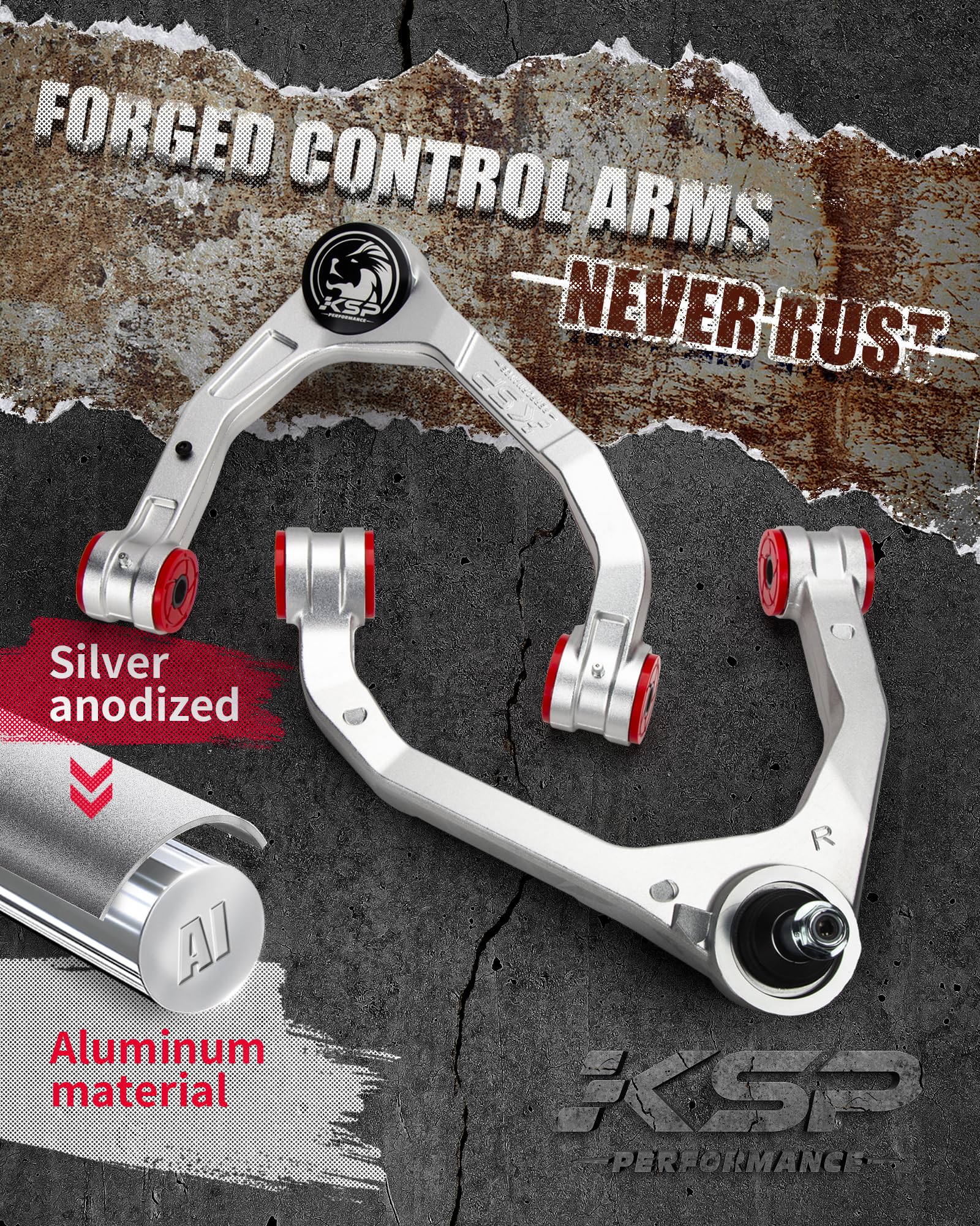 KSP Forged Upper Control Arm For Silverado Sierra 1500 2007-2018, 2pcs 2-4'' Adjustable Front Aluminum Control Arm Fit For Chevy