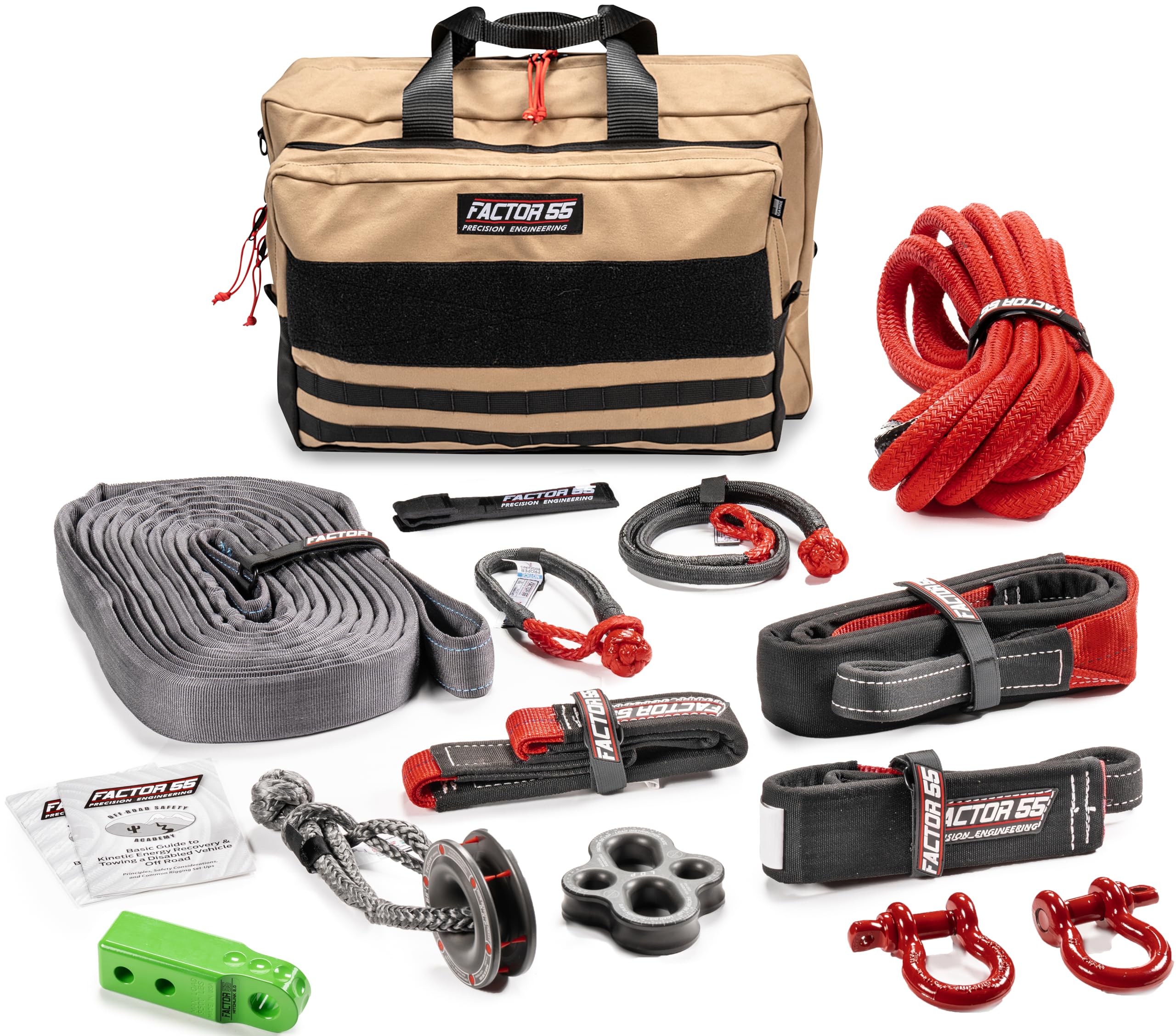 Factor 55 Borah Full Featured Large-Size Recovery Kit For The Advanced Off-Roader With Green Hitchlink