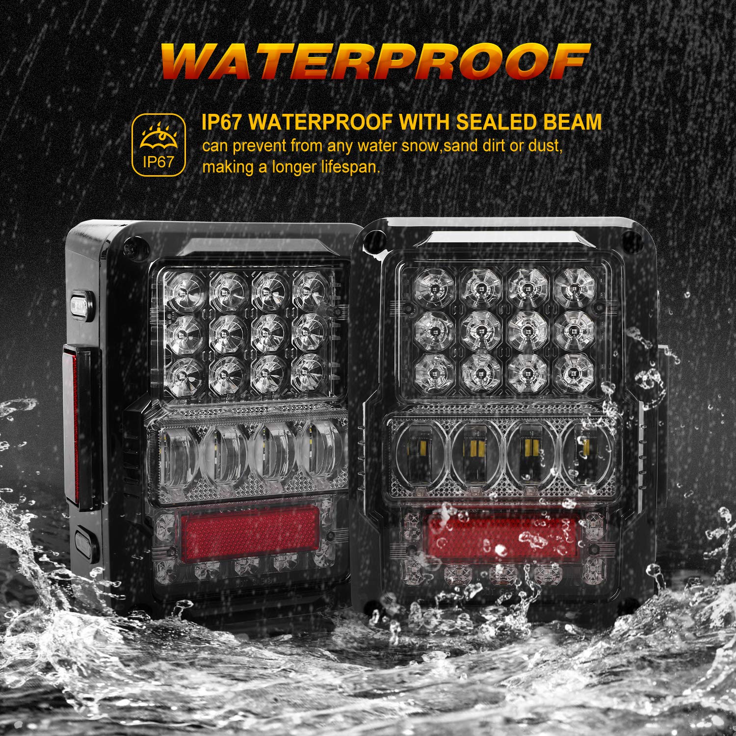 Dot Approved 4D Led Tail Lights With 30W Super Bright Reverse Light Compatible With 2007-2018 Jeep Wrangler Jk Jku 2 Door / 4 Do