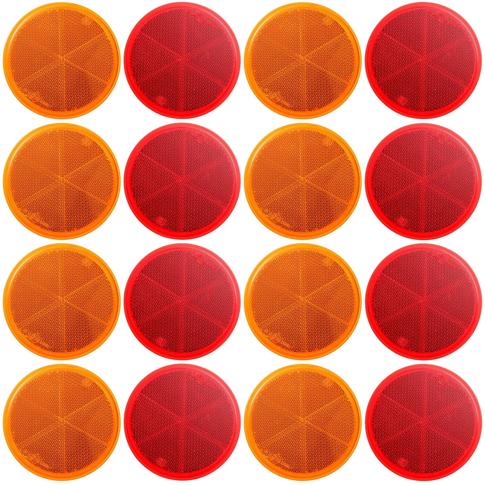 16 Pieces Round Reflectors 3'' Stick on Reflector Quick Mount Bicycle Reflectors Adhesive Motorcycle Safety Reflector for Cars, 