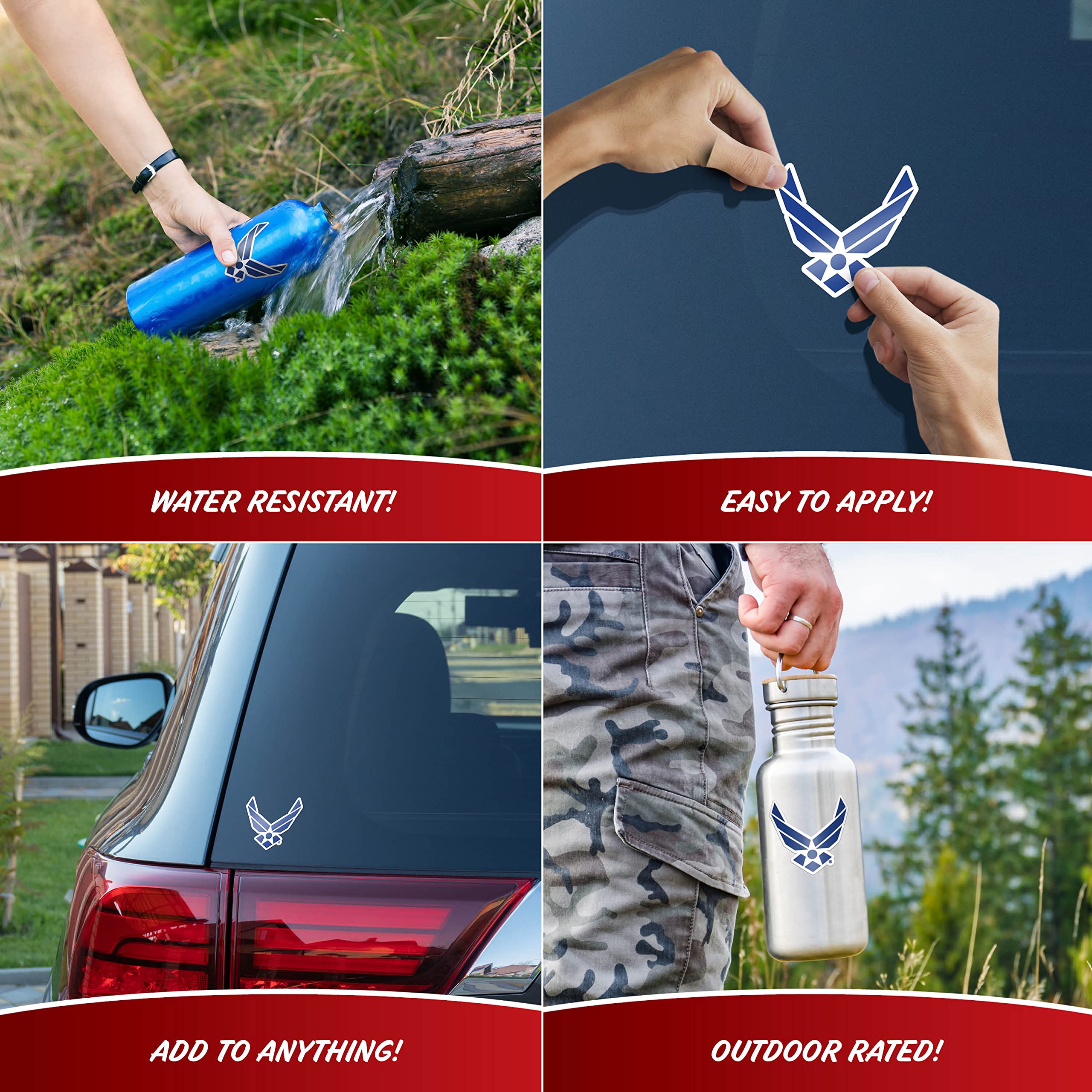 Officially Licensed Us Air Force Decals - 4 Piece Air Force Sticker For Truck Or Car Windows, Phones, Tablets & Laptops - Large