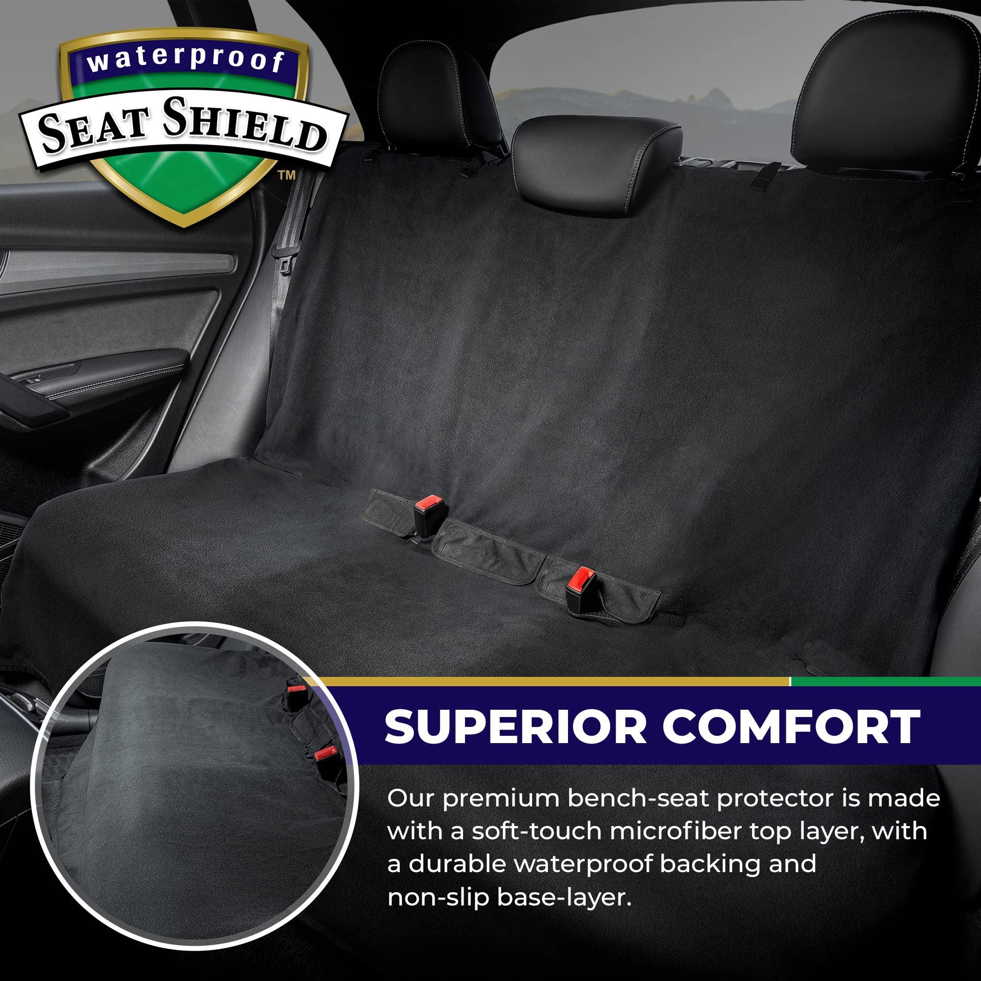 Waterproof Seatshield Washable Backseat Cover- Universal Heavy Duty Non-Slip Back Seat Protector For Kids, Dogs, Pet From Sweat,