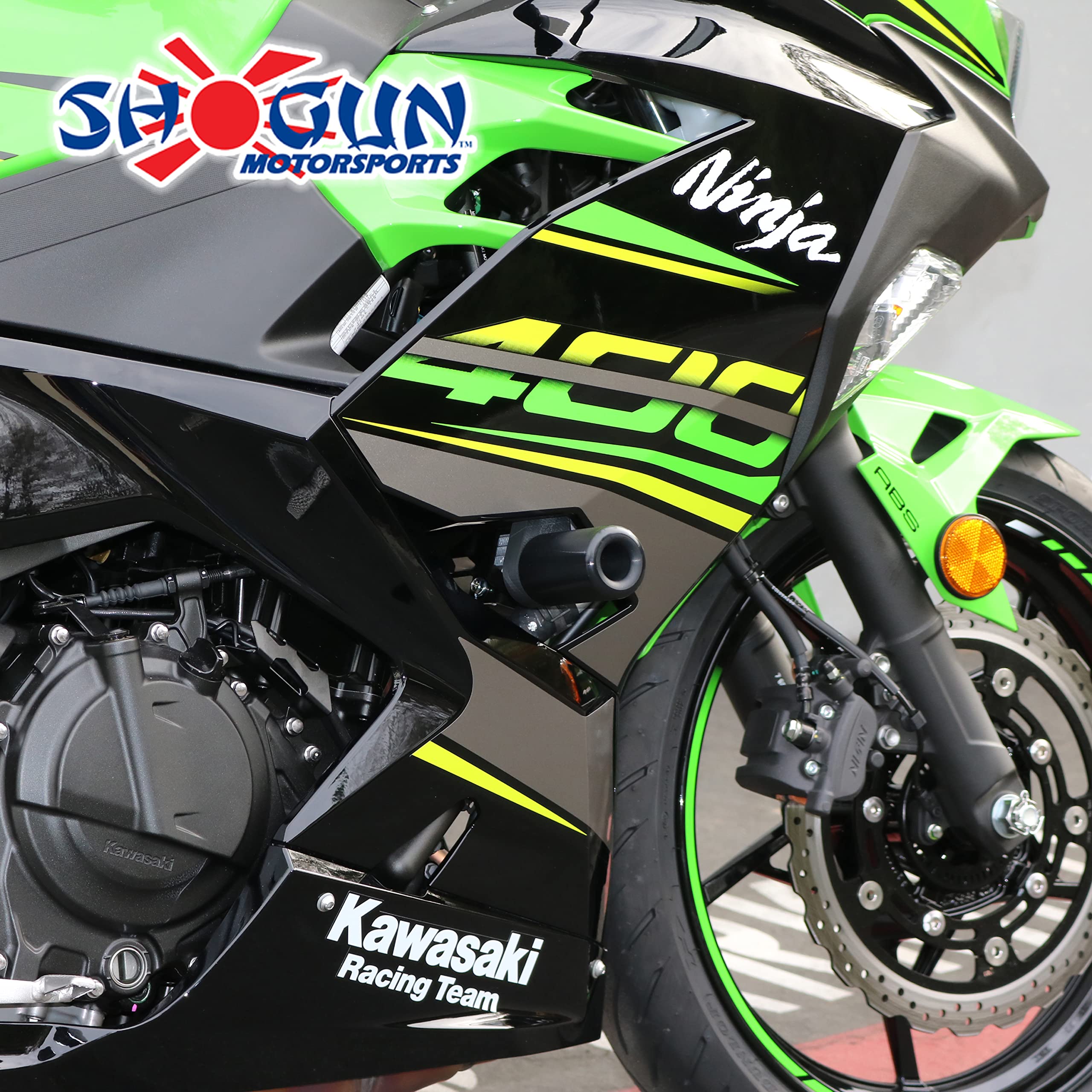 Shogun Bundle Kit Kawasaki Ninja 400 Z400 Z 400 2018 2019 2020 2021 2022 2023 2024 No Cut Black Frame Sliders With Swingarm Spoo