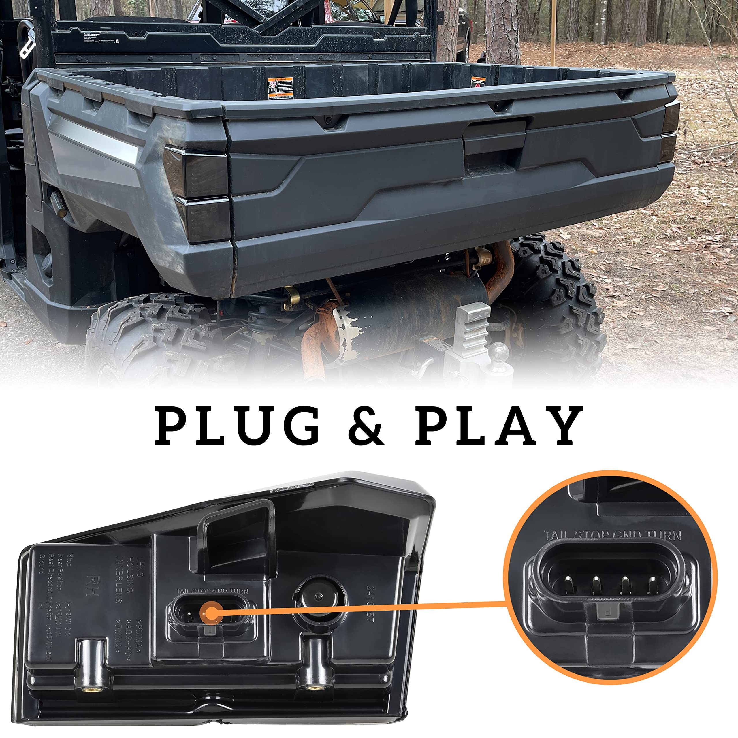 SAUTVS Ranger XP 1000 Taillights 18-24, Smoked Black LED Tail Lights Rear Brake Stop Lights for Polaris Ranger XP 1000/ Crew XP