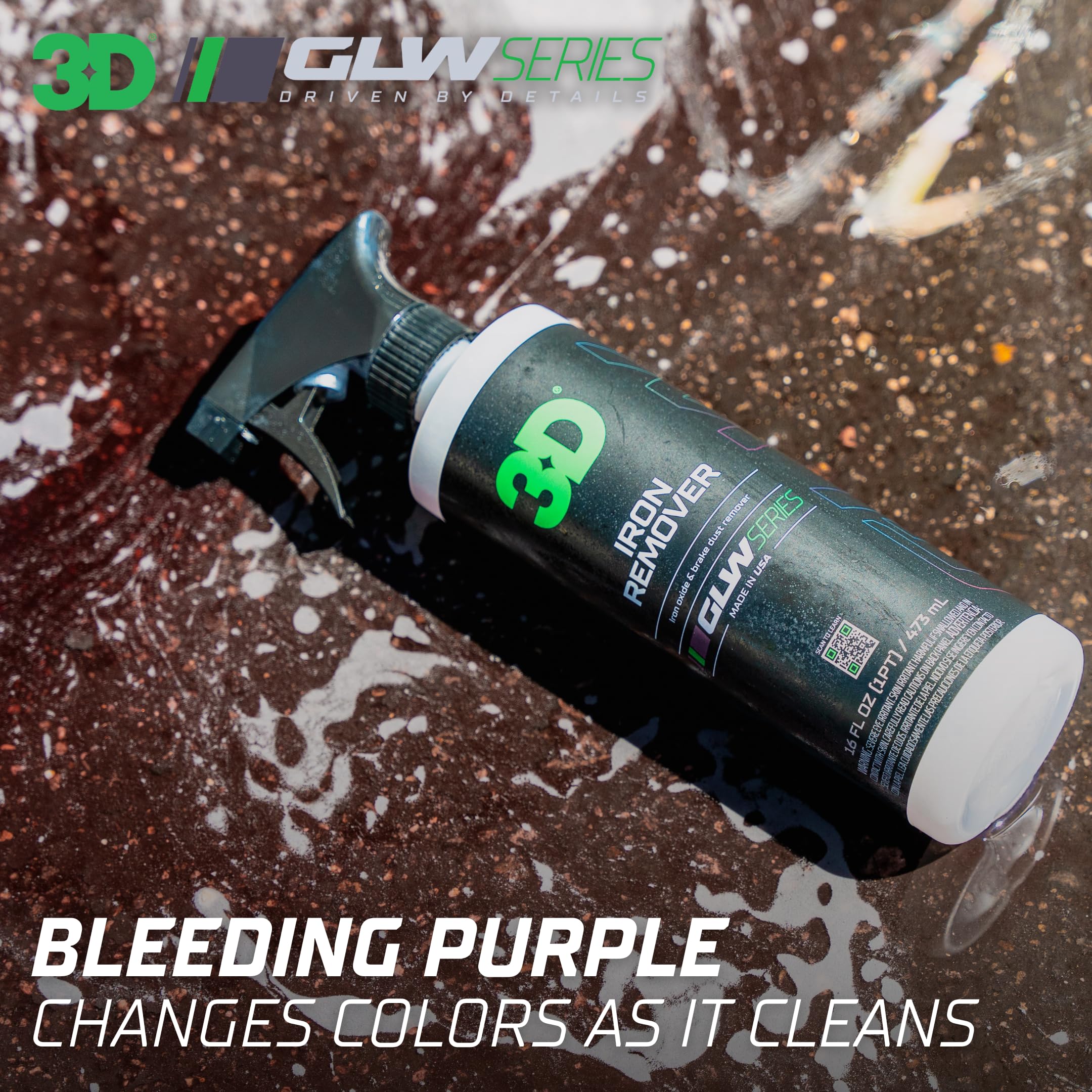 3D GLW Series Iron Remover - Fast Acting Fallout & Brake Dust Cleaner | pH Balanced Wheel & Paint Decontamination | DIY Detailin