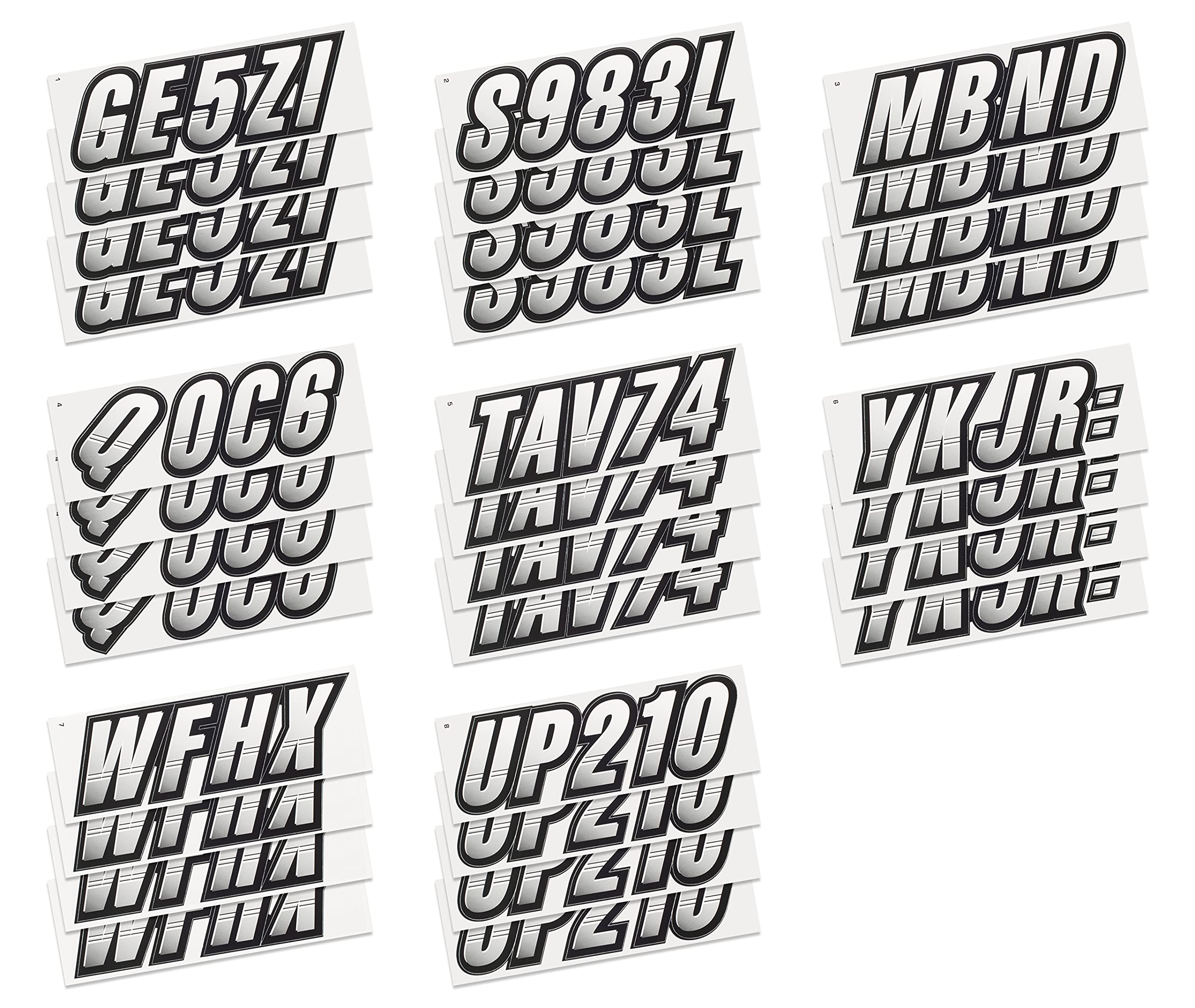 Stiffie Techtron White/Black 3 '' Alpha-Numeric Registration Identification Numbers Stickers Decals For Boats & Personal Watercr