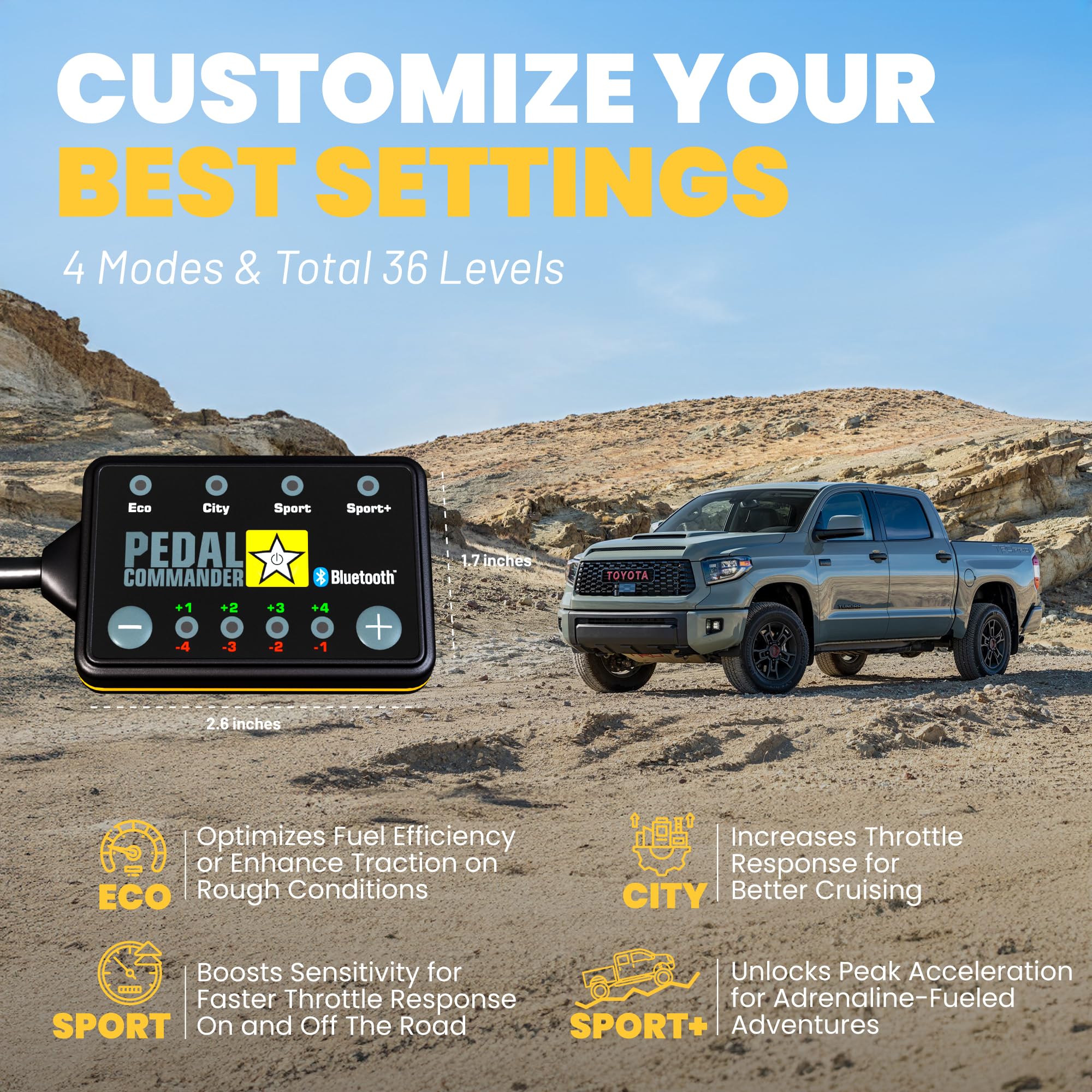 Pedal Commander For Toyota Tundra 2007-2021 Throttle Response Controller - Fits Base, Sr, Sr5, Trd Sport, Limited, 1794, Platinu