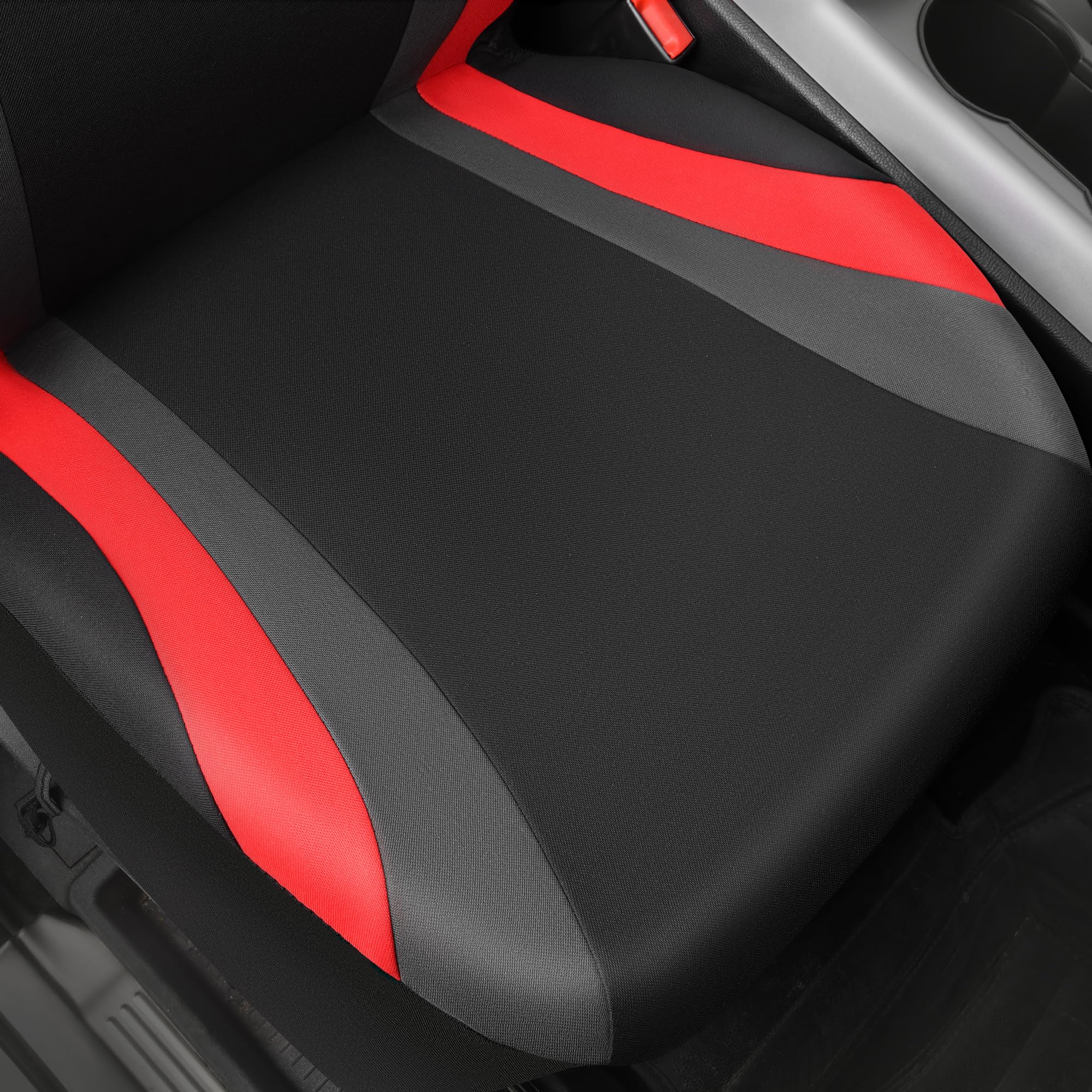 Car Pass Line Rider Sporty Front Seat Covers,Red Car Seat Covers Two Front Seats Only, Airbag Compatible,Universal Fit Sedans,Ca