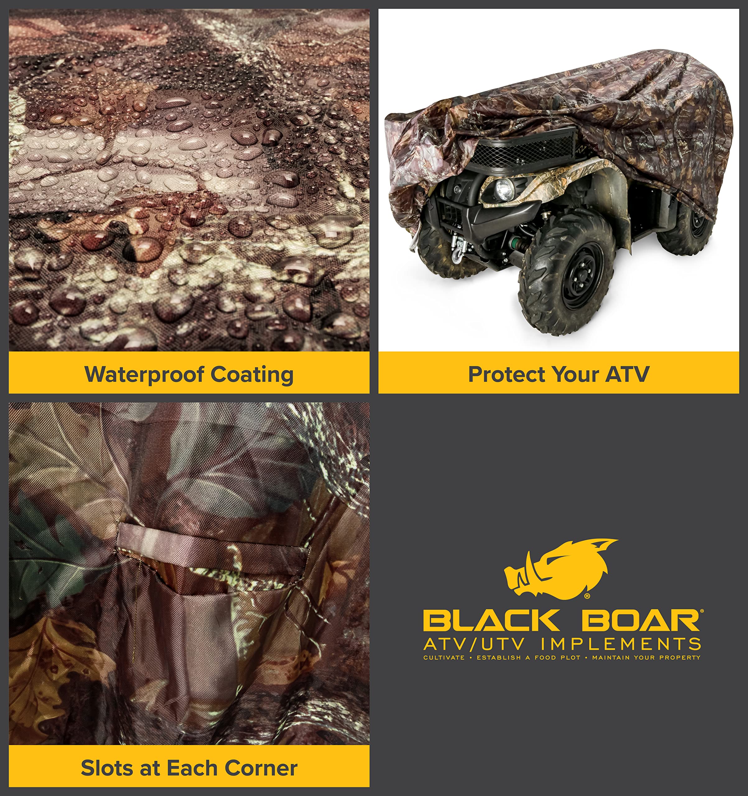 Black Boar Atv Cover - Features Waterproof Polyurethane Coating For Protection Against The Weather - Sewn-In Straps & Buckles -
