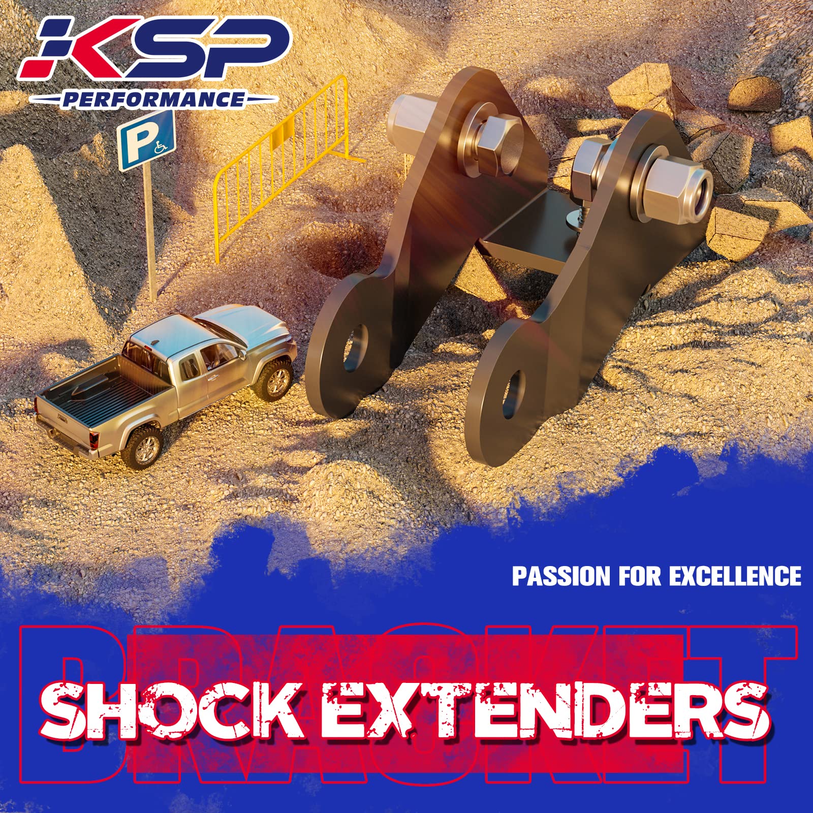 Ksp 3-5 '' Adjustable Shock Extender For Silverado Sierra C1500, 2Pcs Shock Extension Bracket Fit For Chevy Silverado Gmc Sierra