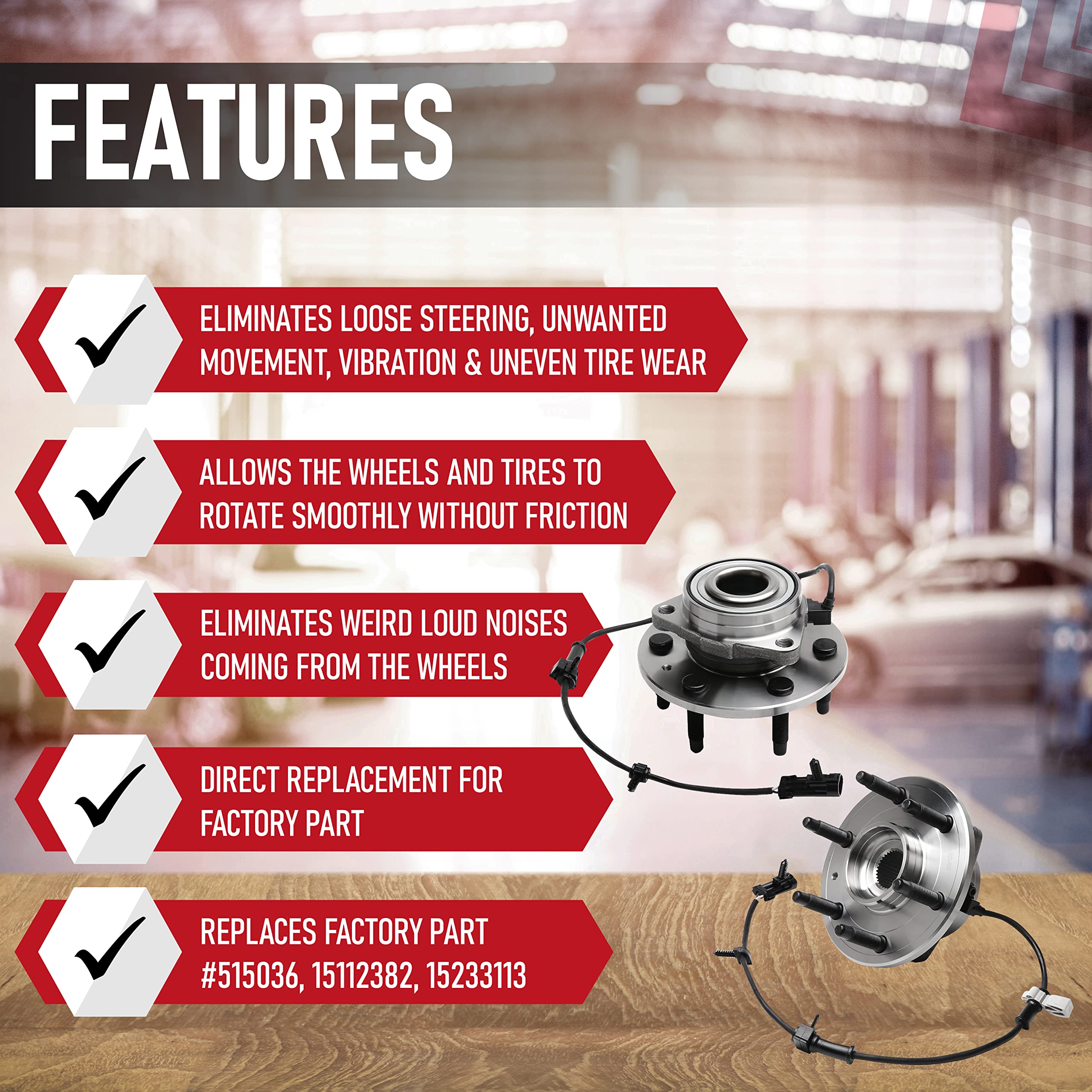 Front Wheel Hub Bearing Assembly Set Of 2-4Wd Compatible With Chevy, Cadillac, Gmc - Escalade, Avalanche, Silverado 1500, Suburb