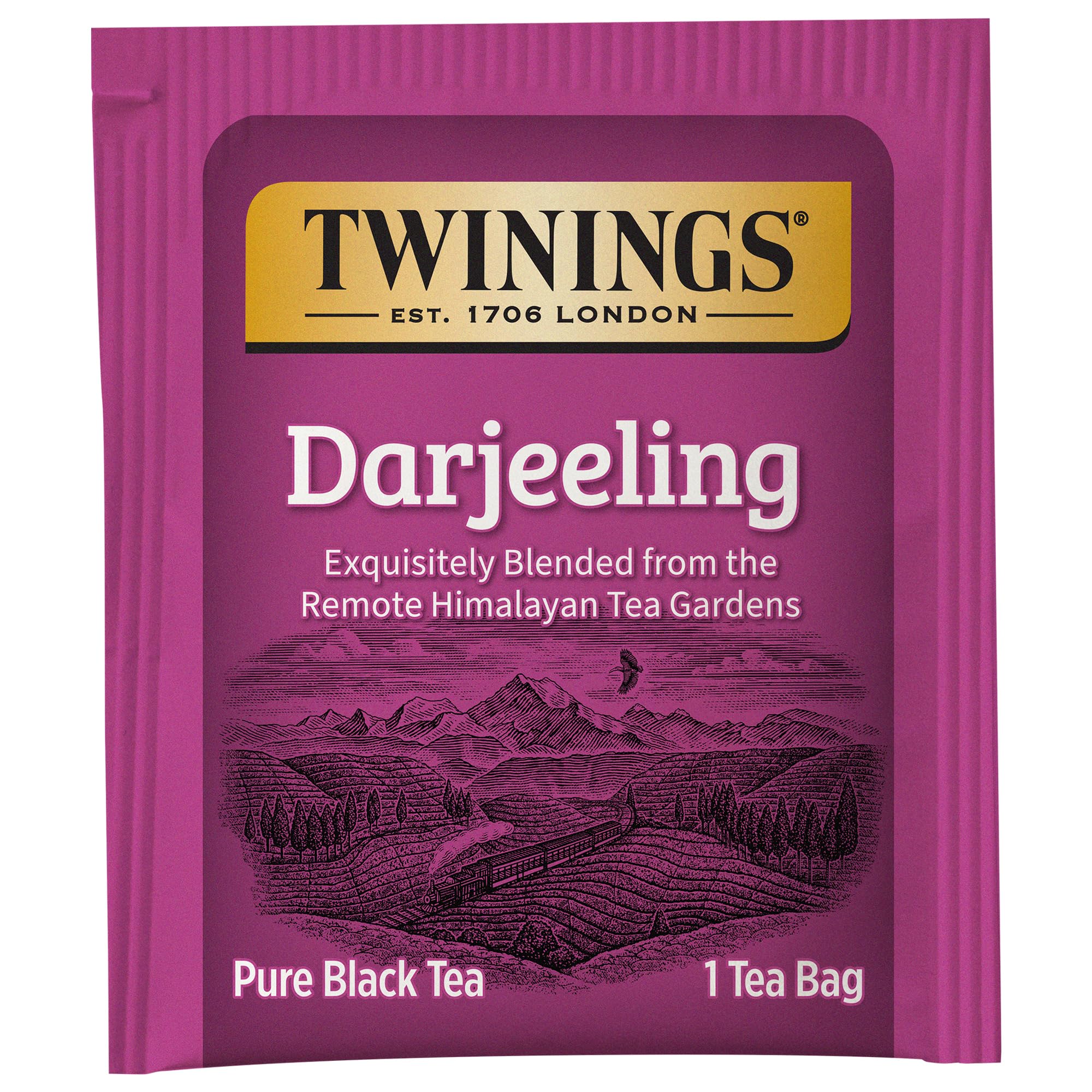 Twinings Darjeeling Black Tea, 50 Count (Pack Of 6), Individually Wrapped Bags, Delicate Light Taste, Caffeinated, Enjoy Hot Or