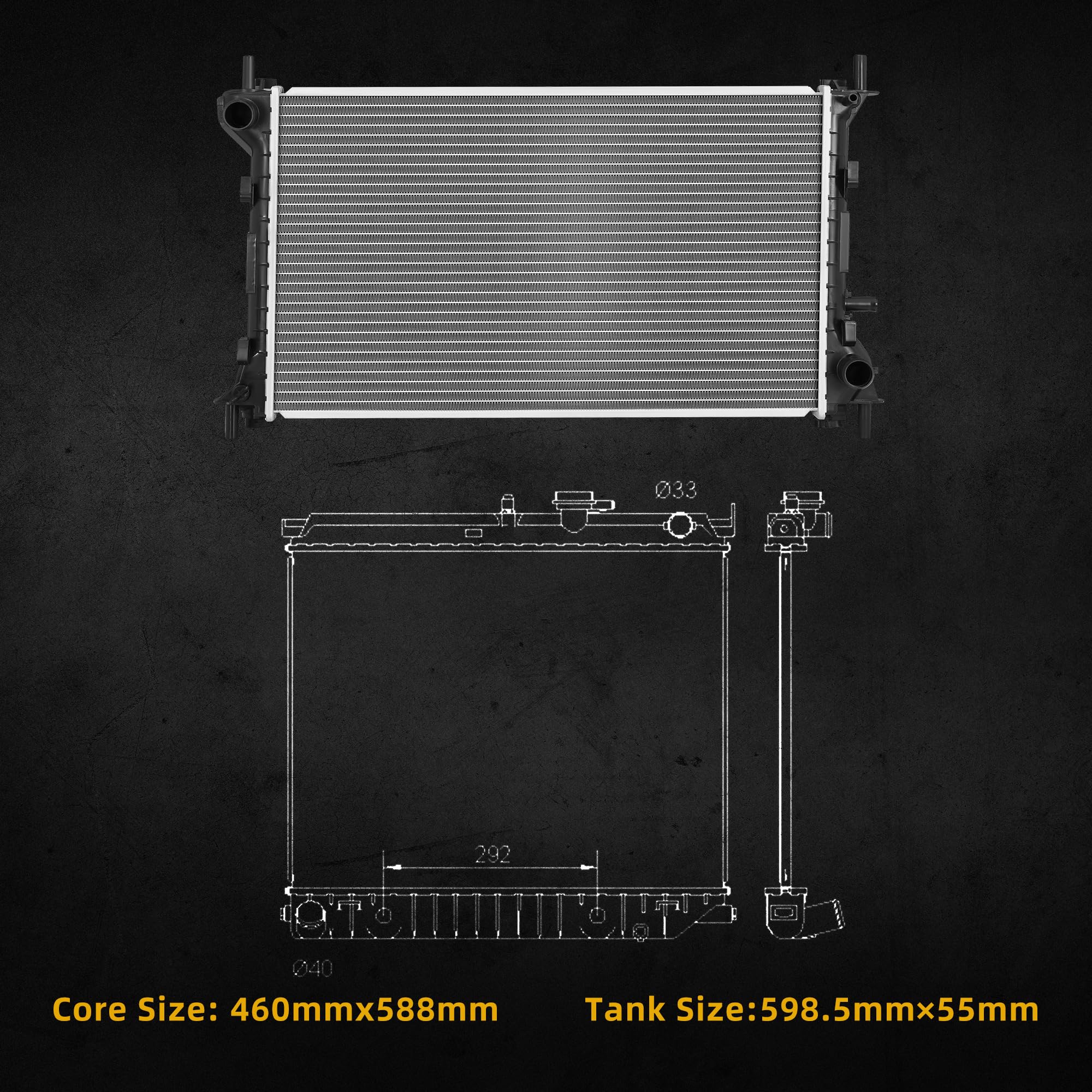 Dwvo Radiator Compatible With 2000 2001 2002 2003 2004 2005 2006 2007 Ford Focus 2.0L 2.3L L4