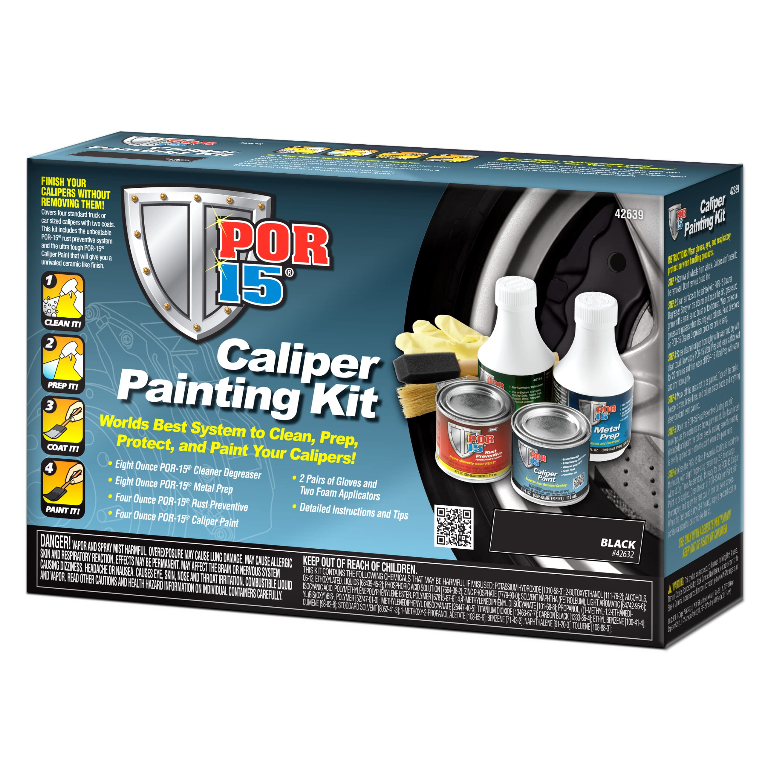 Por-15 Caliper Painting Kit, Clean, Prep And Paint Brake Calipers, Yellow