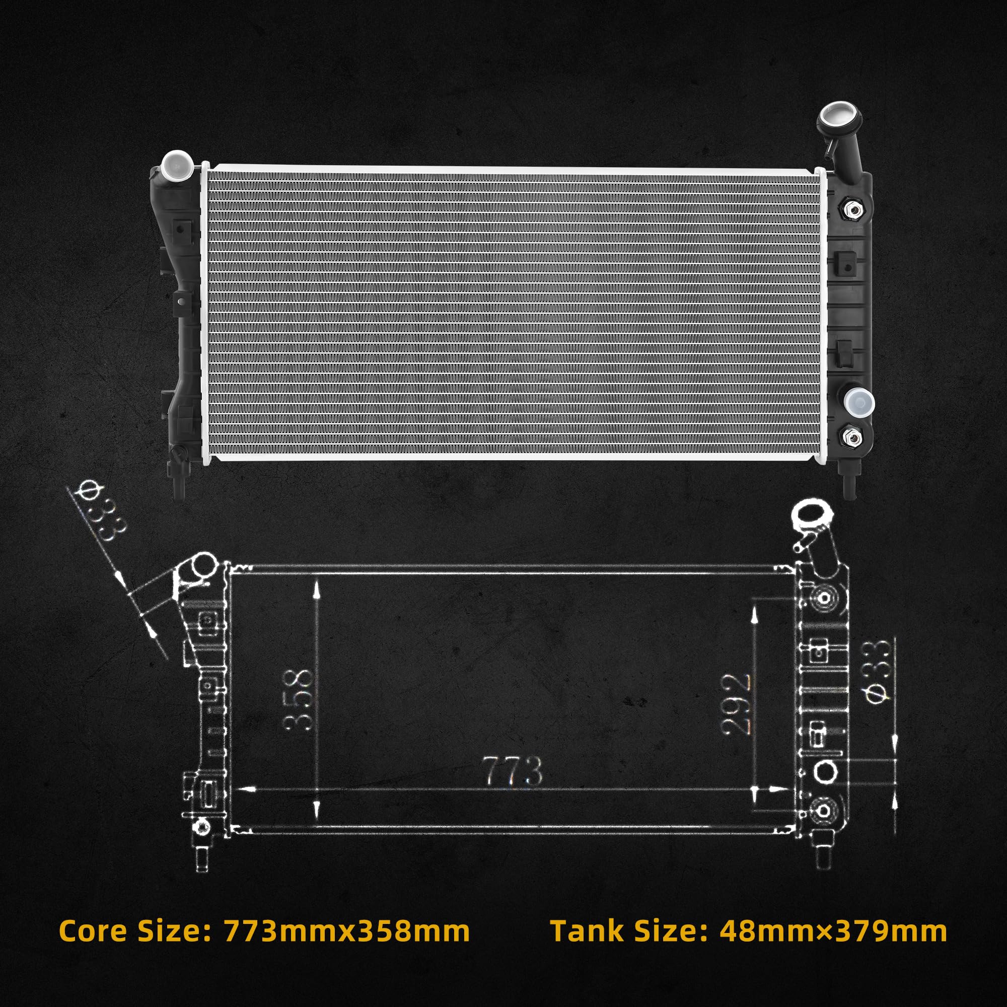 Dwvo Radiator Compatible With 2005 2006 2007 2008 2009 Buick Lacrosse 2005-2008 Pontiac Grand Prix 2004-2005 Chevrolet Impala Mo