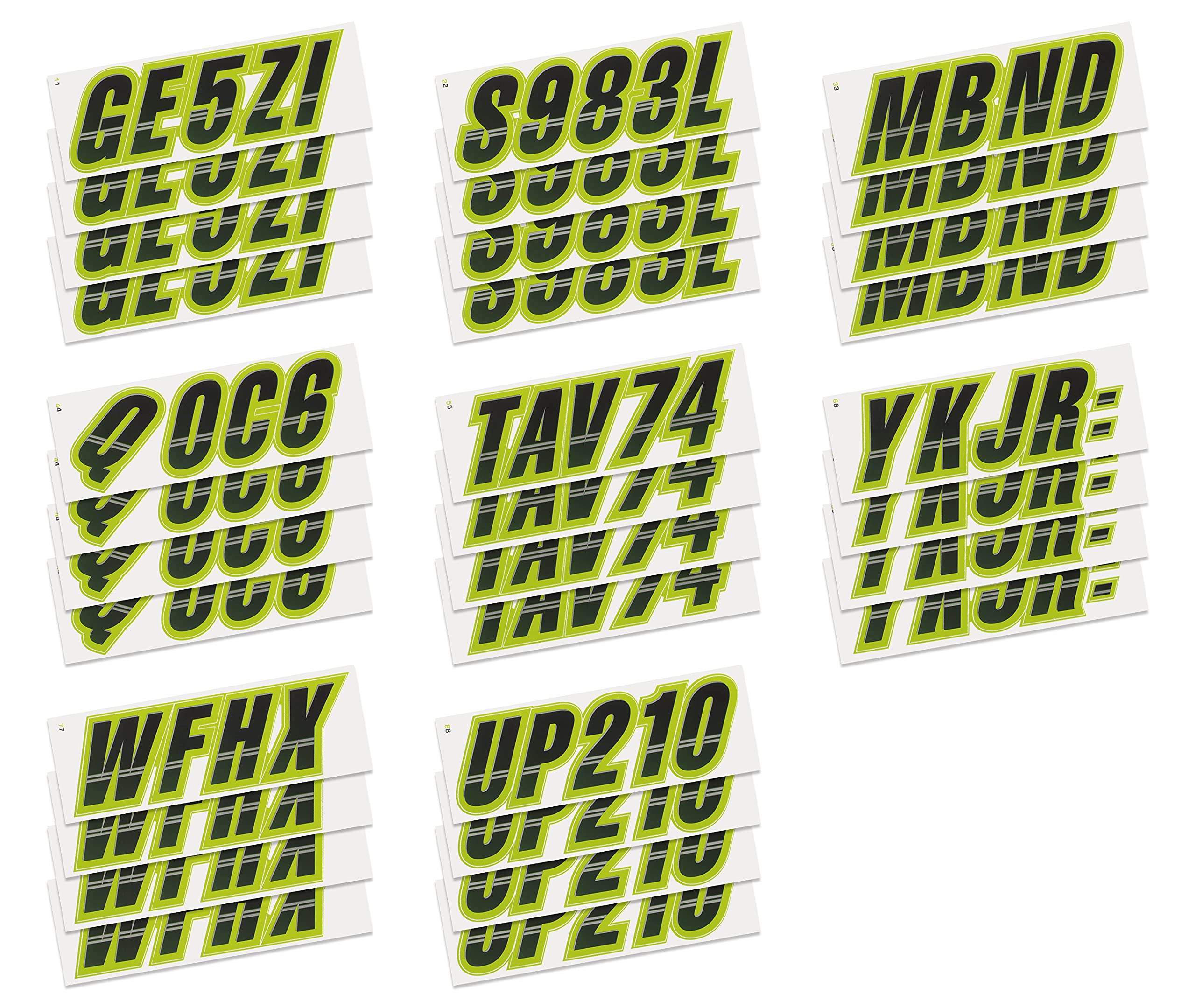 Stiffie Techtron Black/Jade 3 '' Boat & Pwc Registration Decals  Numbers Letters Stickers