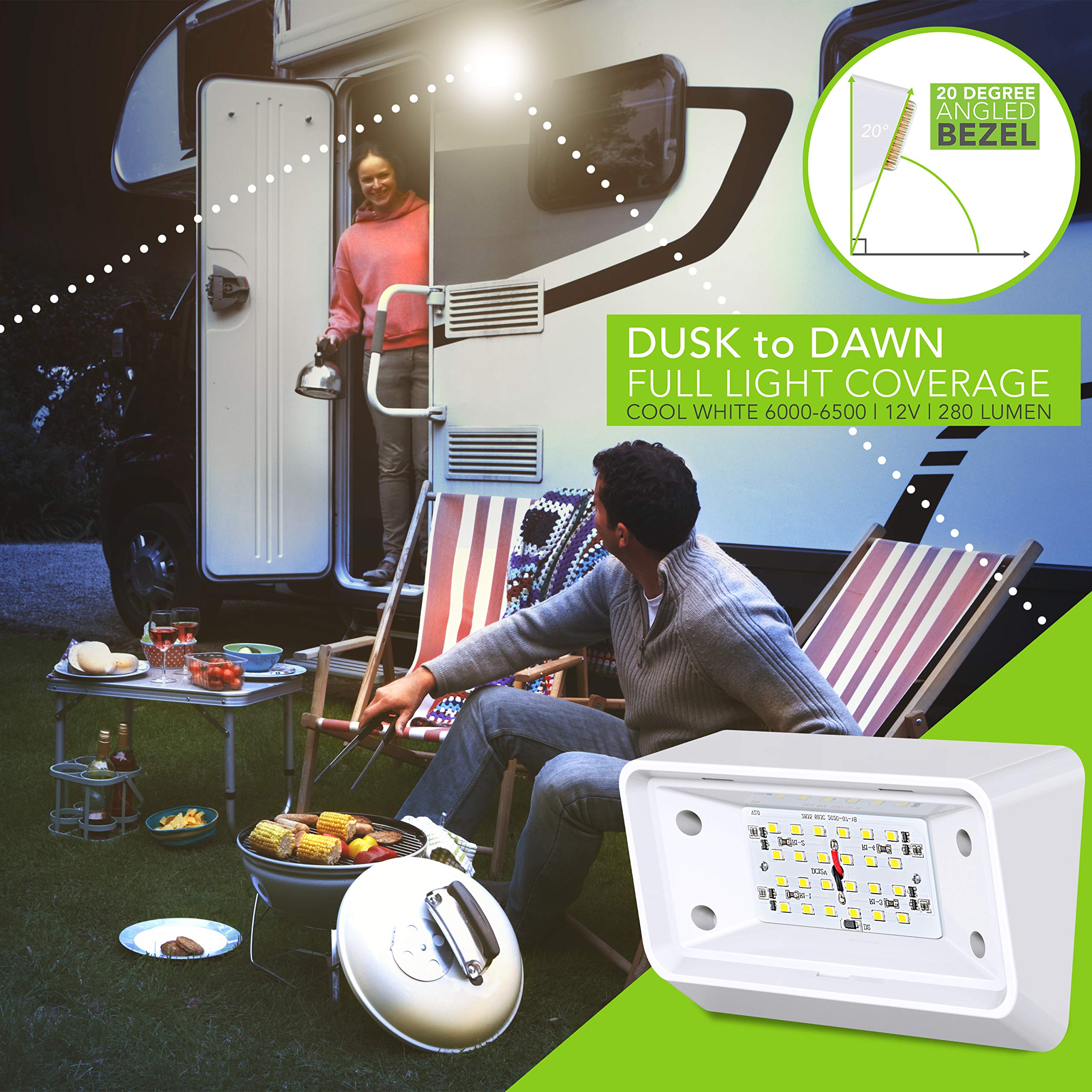 Leisure Led Rv Exterior Porch Utility Light - 12V 280 Lumen Lighting Fixture. Replacement Lighting For Rvs, Trailers, Campers, 5