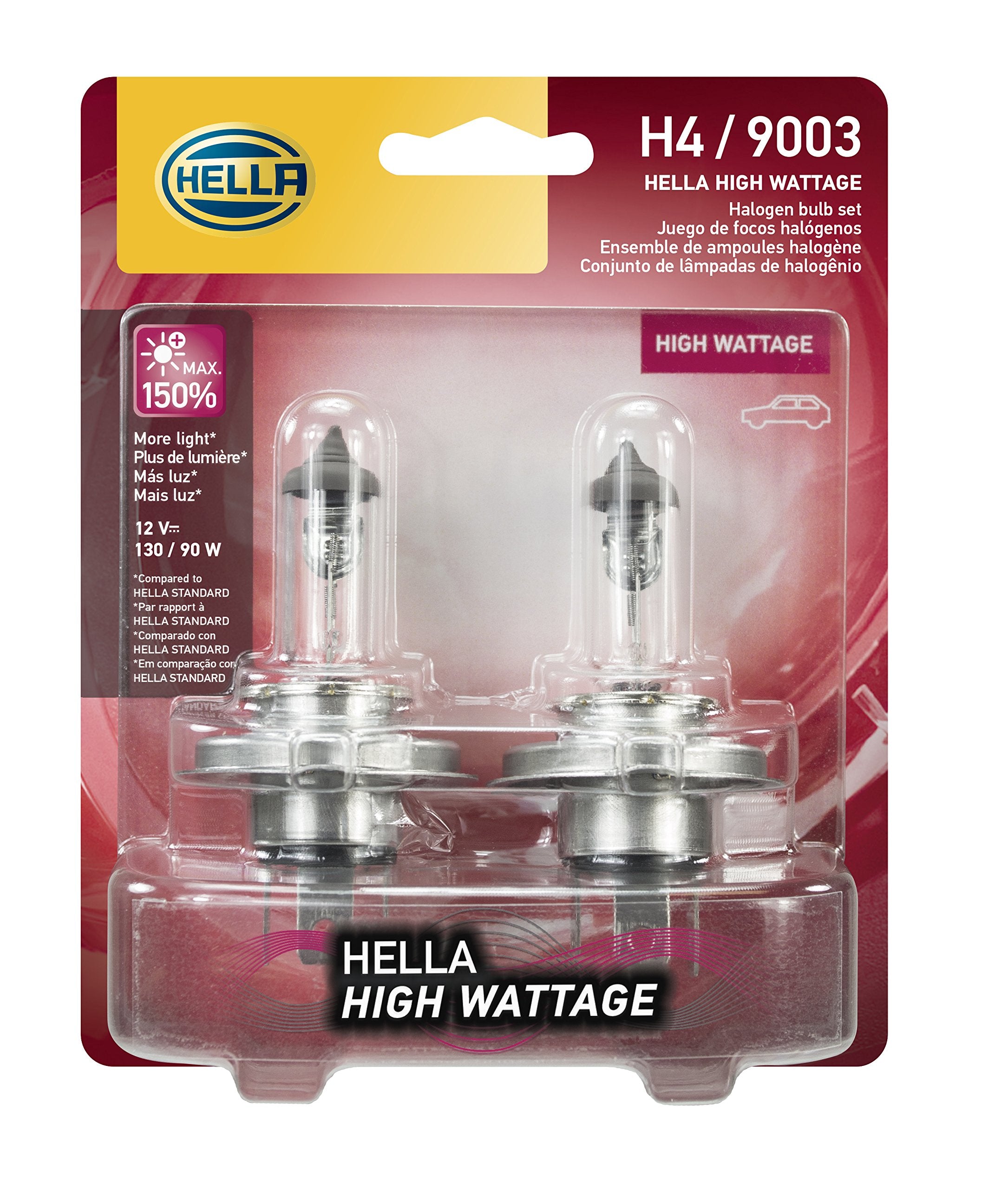 HELLA H4 13090WTB High Wattage Bulbs, 12V